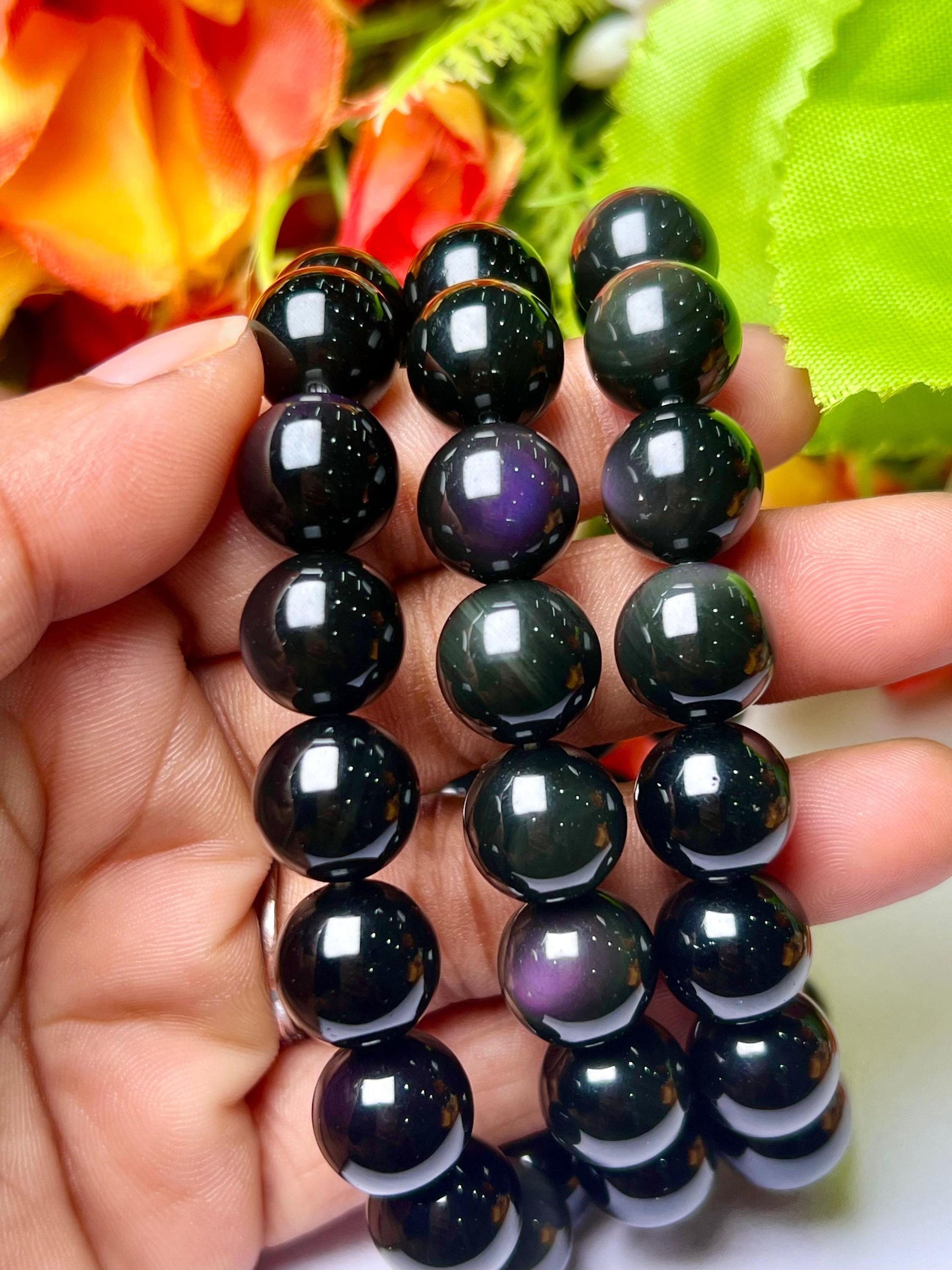 Men's 12 MM Rainbow Obsidian Stone Bracelet| Jewelry for Men