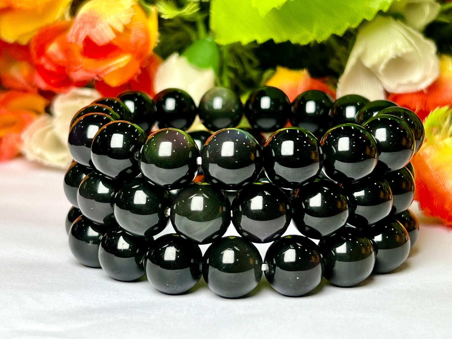 Men's 12 MM Rainbow Obsidian Stone Bracelet| Jewelry for Men