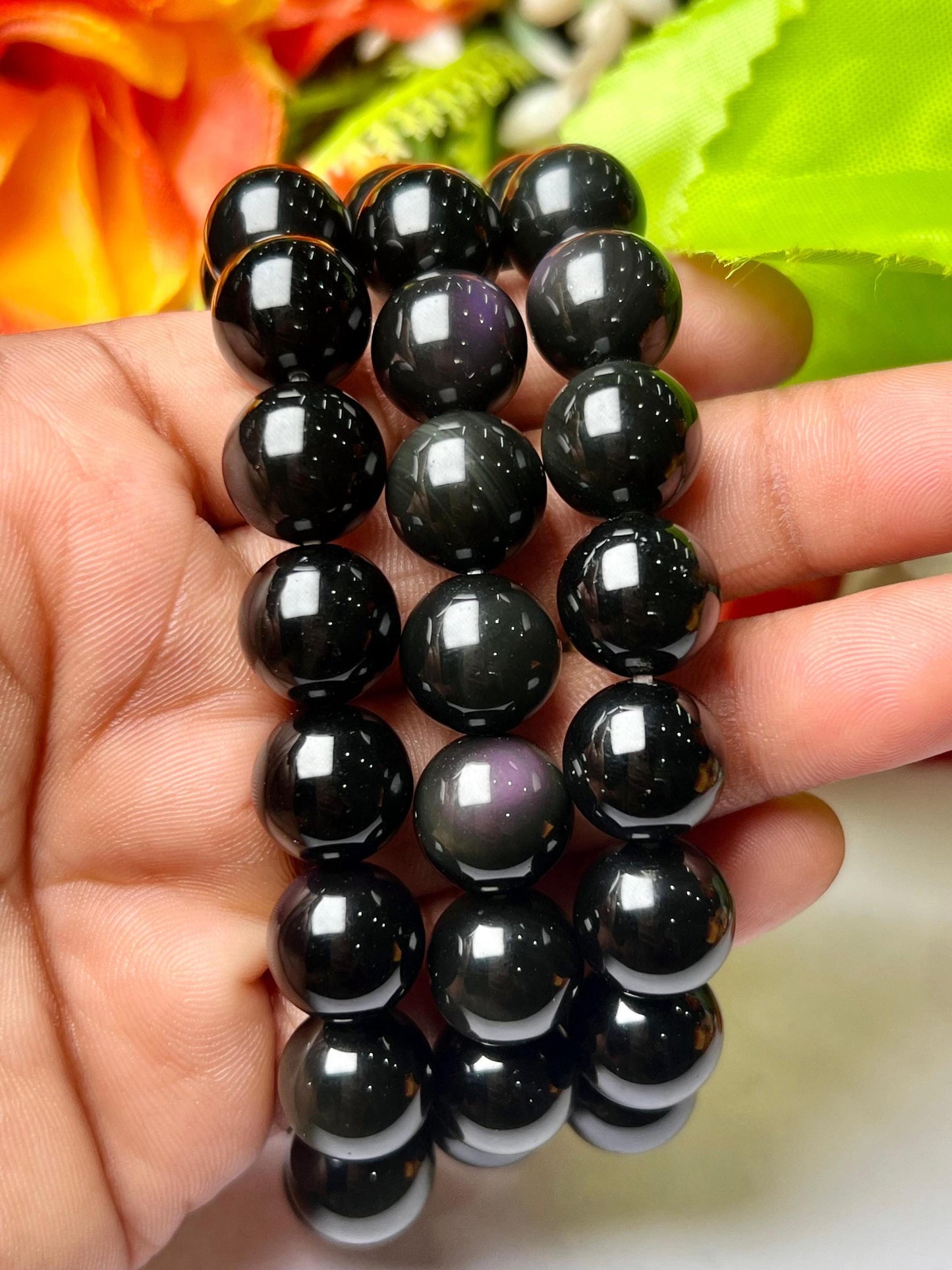 Men's 12 MM Rainbow Obsidian Stone Bracelet| Jewelry for Men