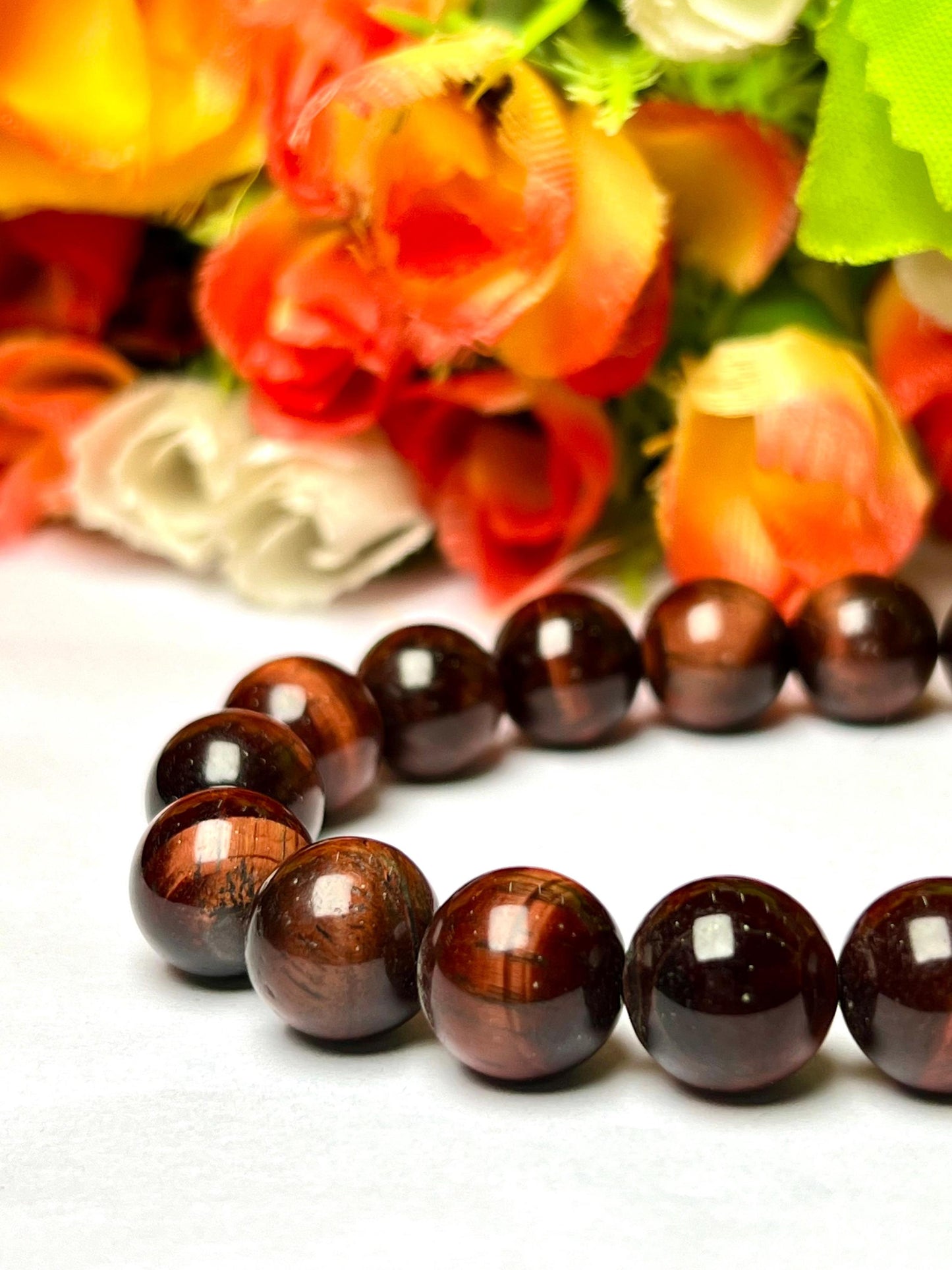 Men's 12 MM Red Tiger Eye Stone Bracelet| Jewelry for Men