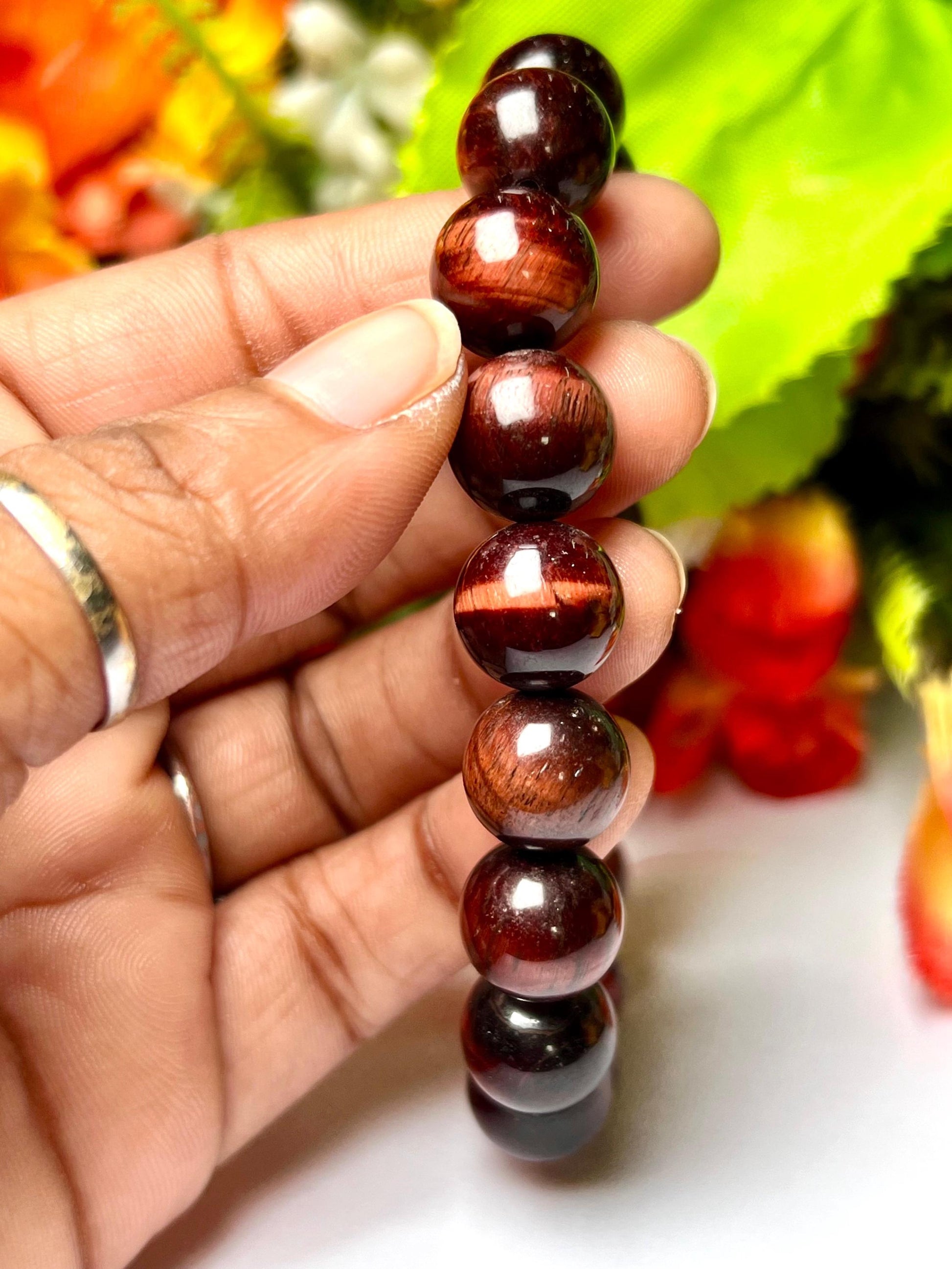 Men's 12 MM Red Tiger Eye Stone Bracelet| Jewelry for Men