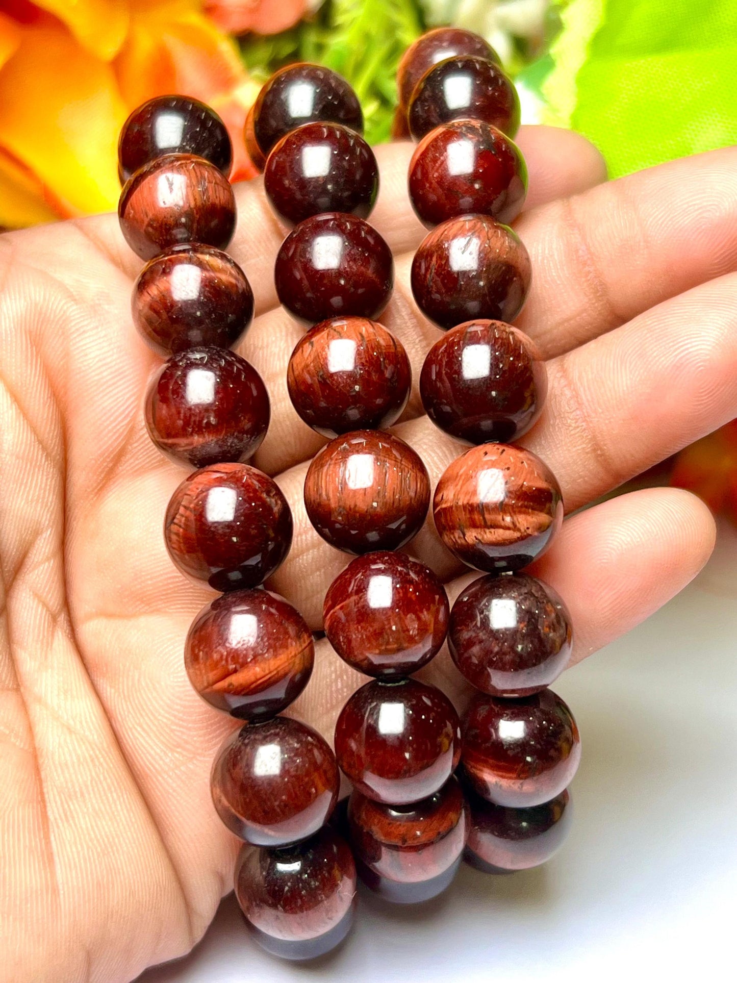 Men's 12 MM Red Tiger Eye Stone Bracelet| Jewelry for Men