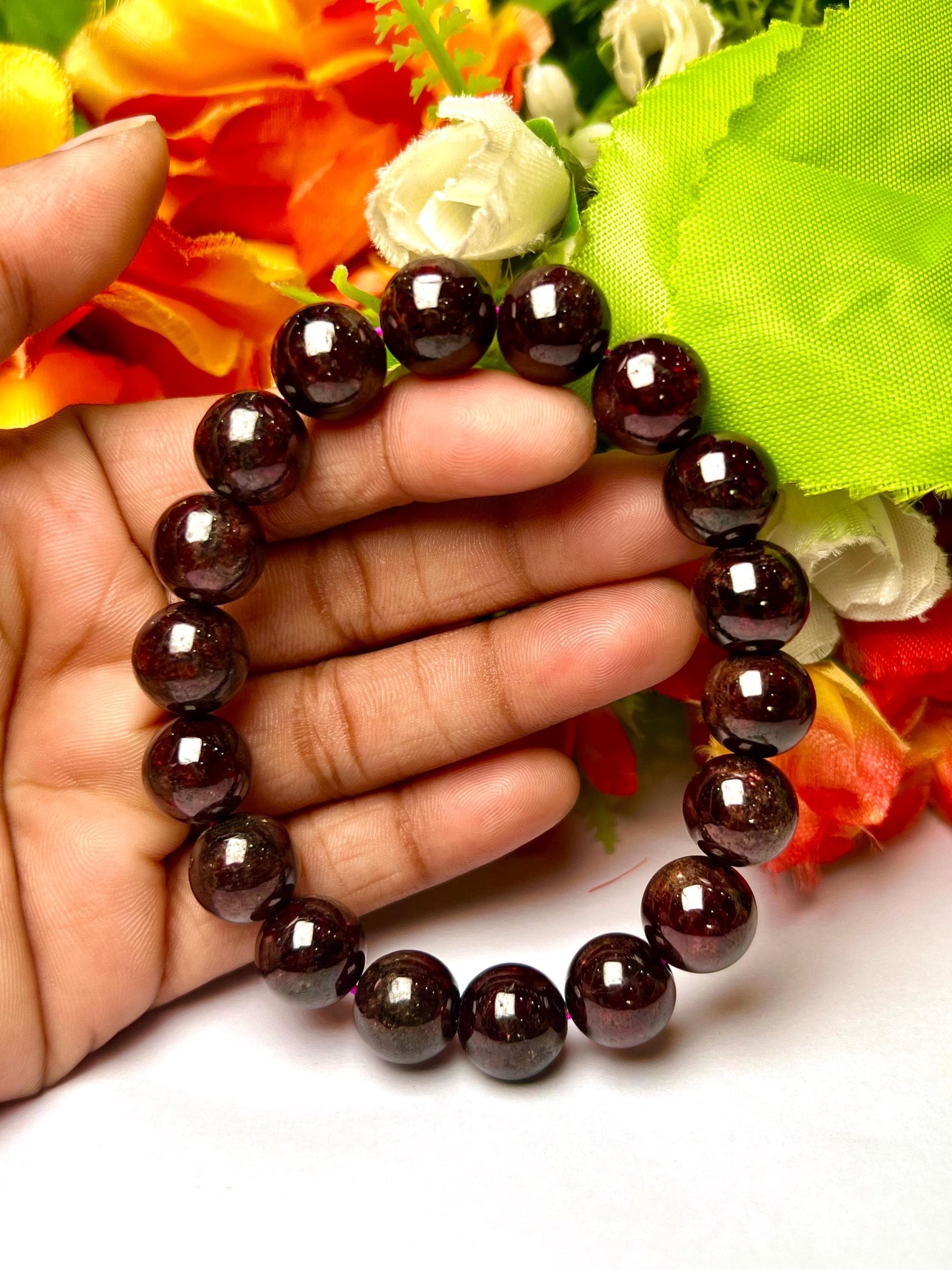 Garnet Stone Bracelet l Stretchable Bracelet l Unisex Bracelet l 8 MM Bracelet