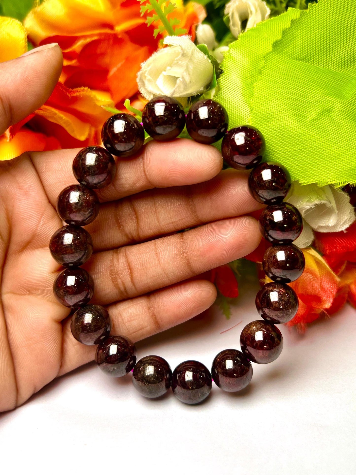 Men's 12 MM Garnet Stone Bracelet| Jewelry for Men