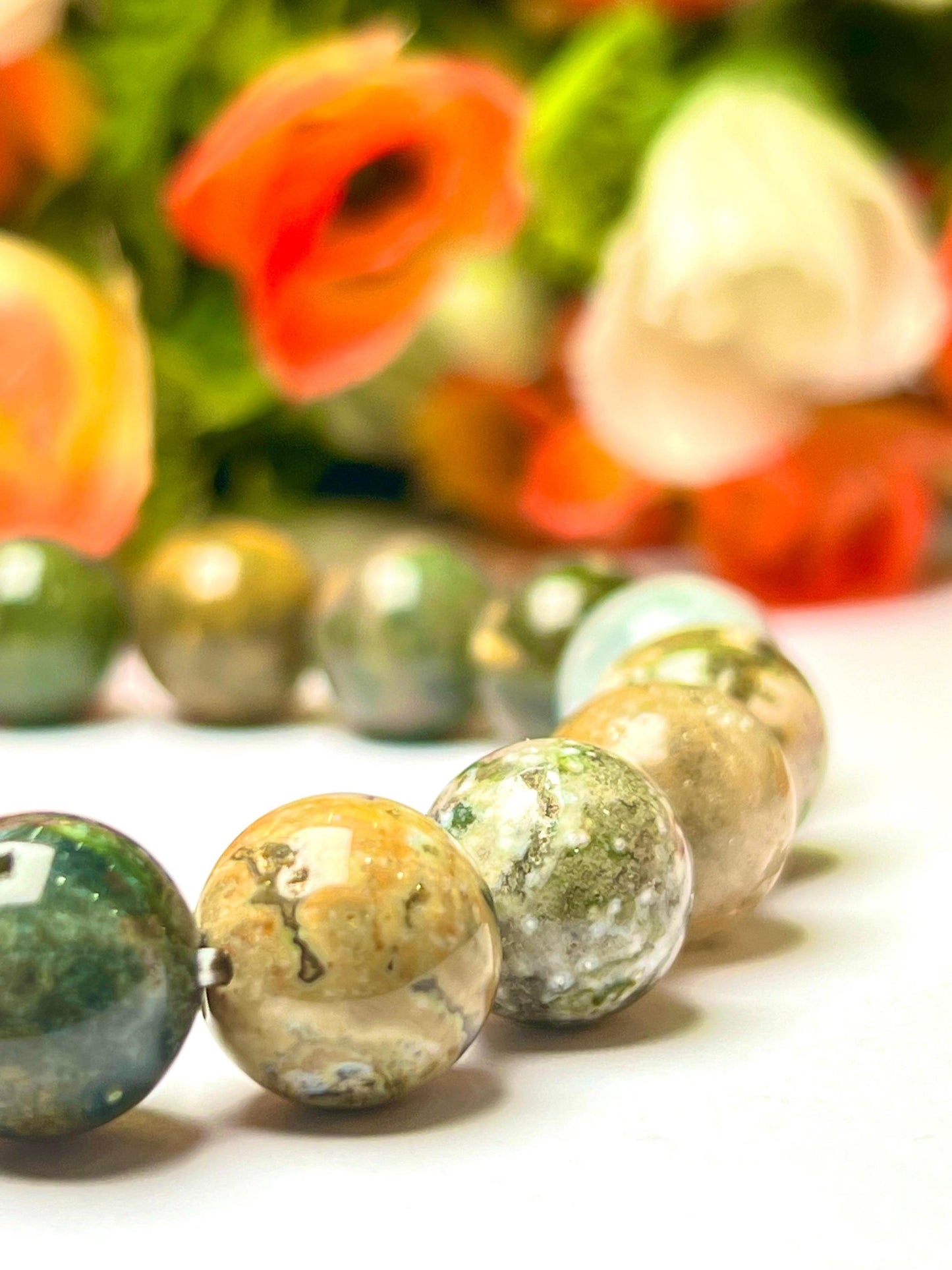 Men's 12 MM Ocean Jasper Stone Bracelet| Jewelry for Men