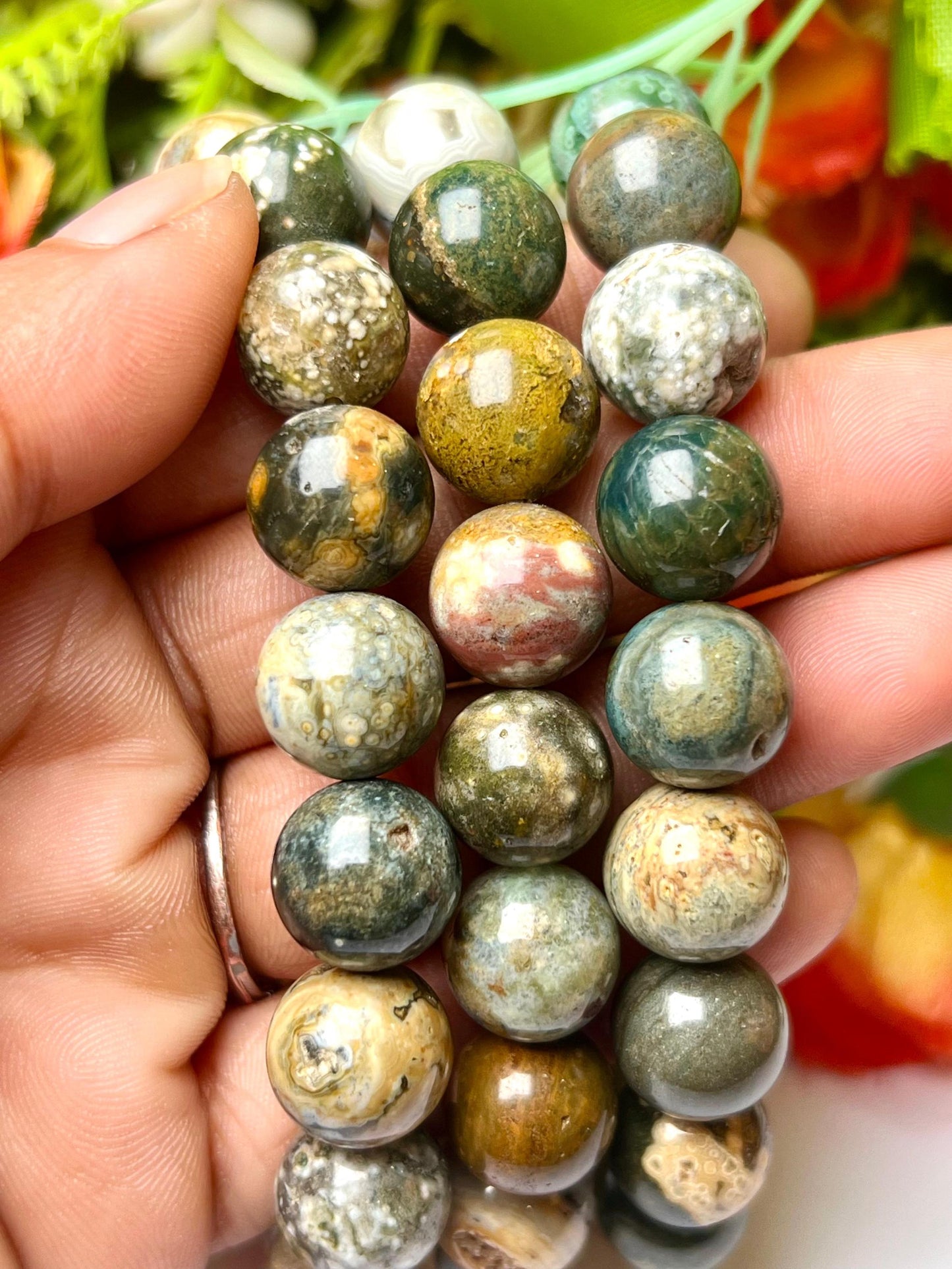 Men's 12 MM Ocean Jasper Stone Bracelet| Jewelry for Men