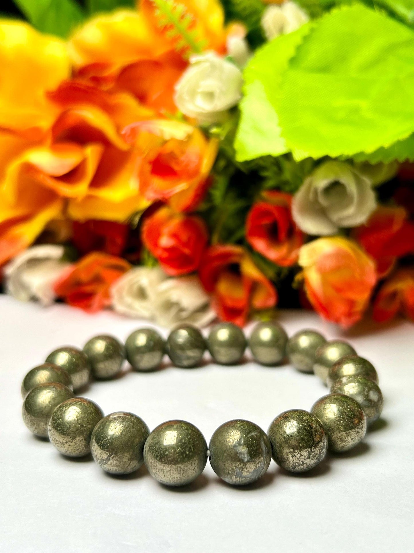 Men's 12 MM Pyrite Stone Bracelet| Jewelry for Men