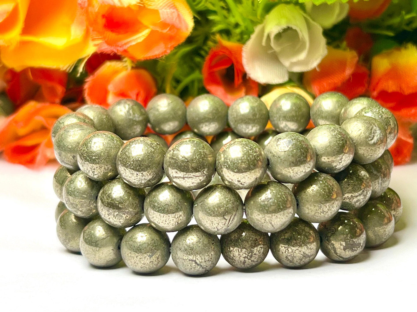 Men's 12 MM Pyrite Stone Bracelet| Jewelry for Men