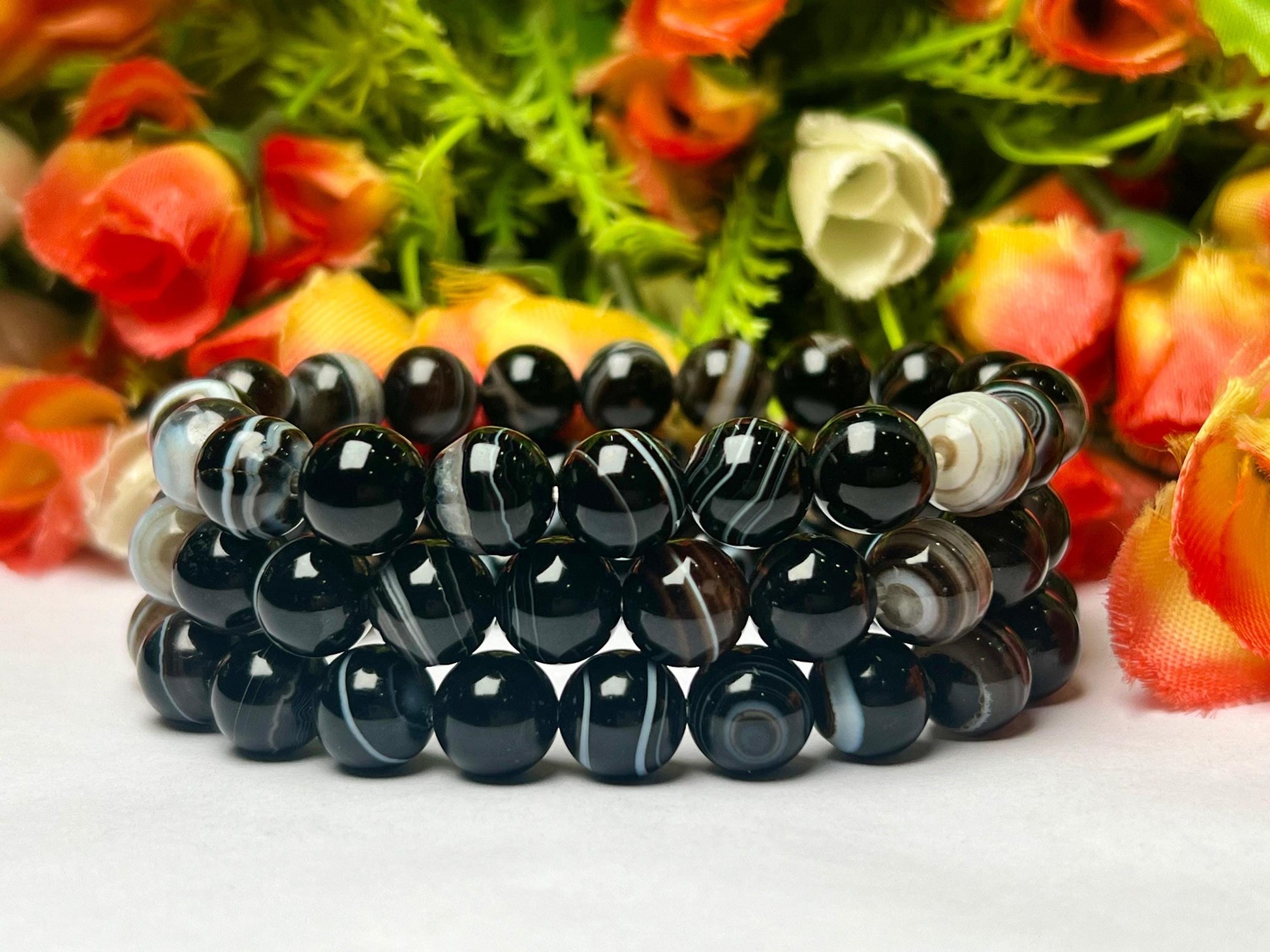 Men's 10 MM Black Sulemani Stone Bracelet| Jewelry for Men