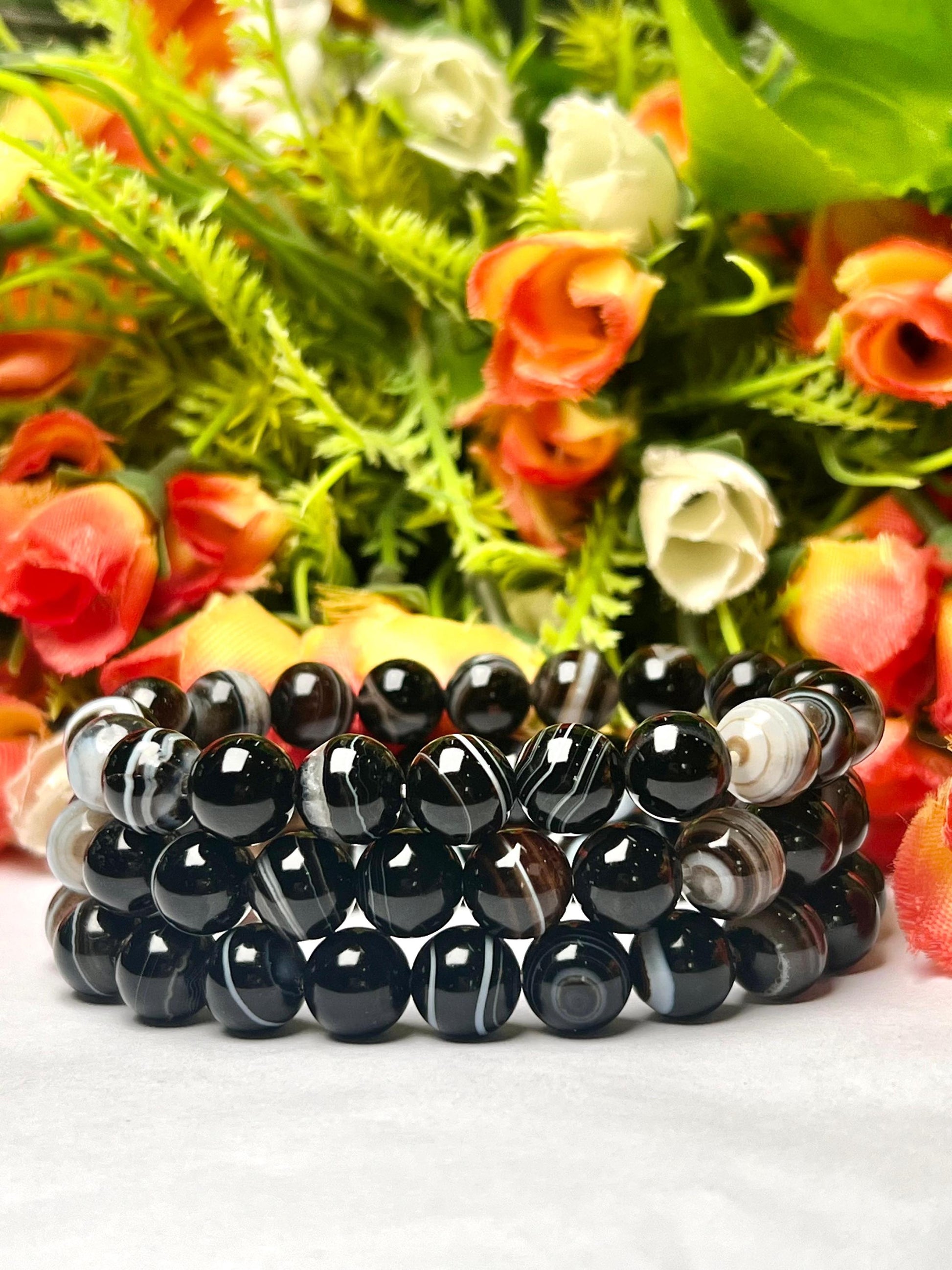 Black Sulemani Stone Bracelet| l Stretchable Bracelet l Unisex Bracelet l 8 MM Bracelet