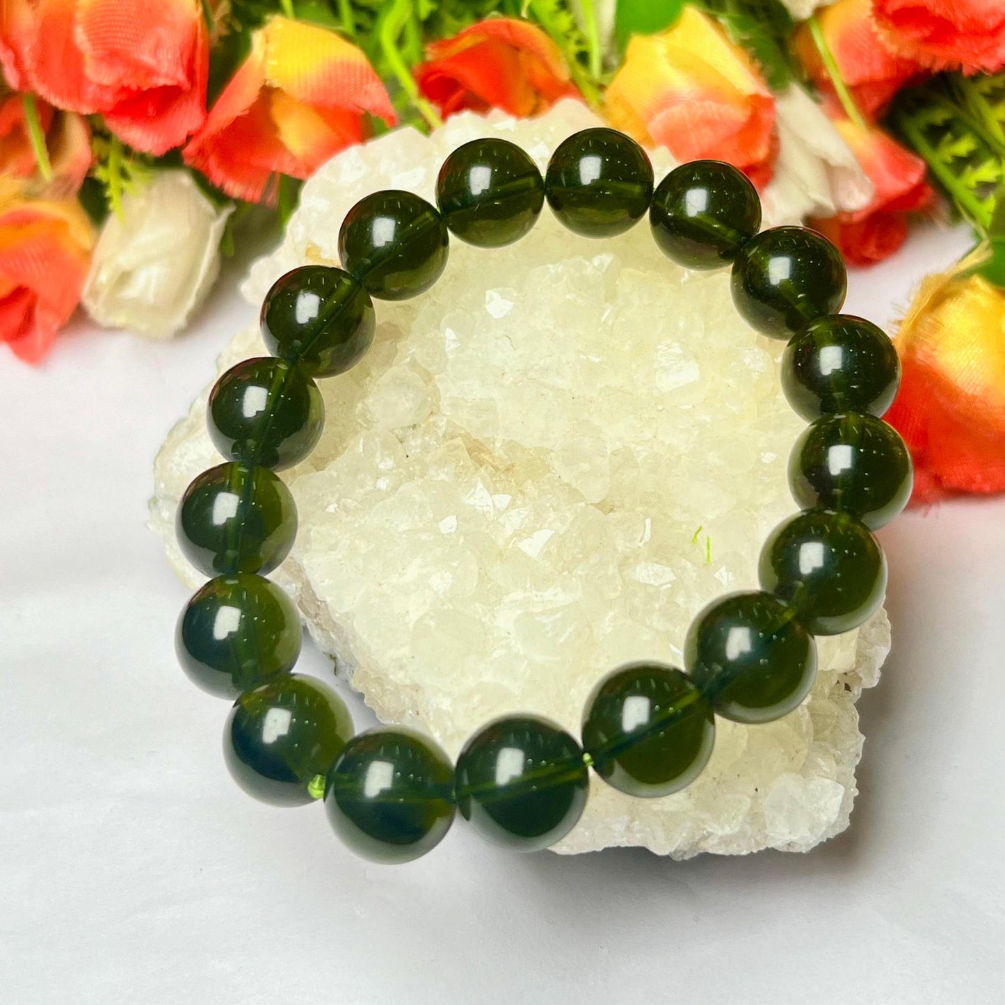 Men's 12 MM Moldavite Stone Bracelet| Jewelry for Men