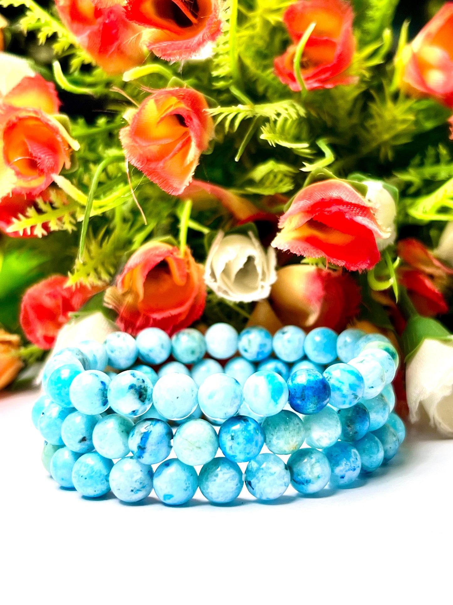 Blue Smithsonite Stone Bracelet l Stretchable Bracelet l Unisex Bracelet l 8 MM Bracelet