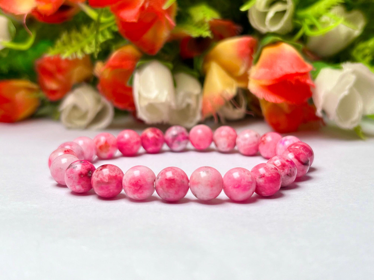 Pink Smithsonite Stone Bracelet l Stretchable Bracelet l Unisex Bracelet l 8 MM Bracelet