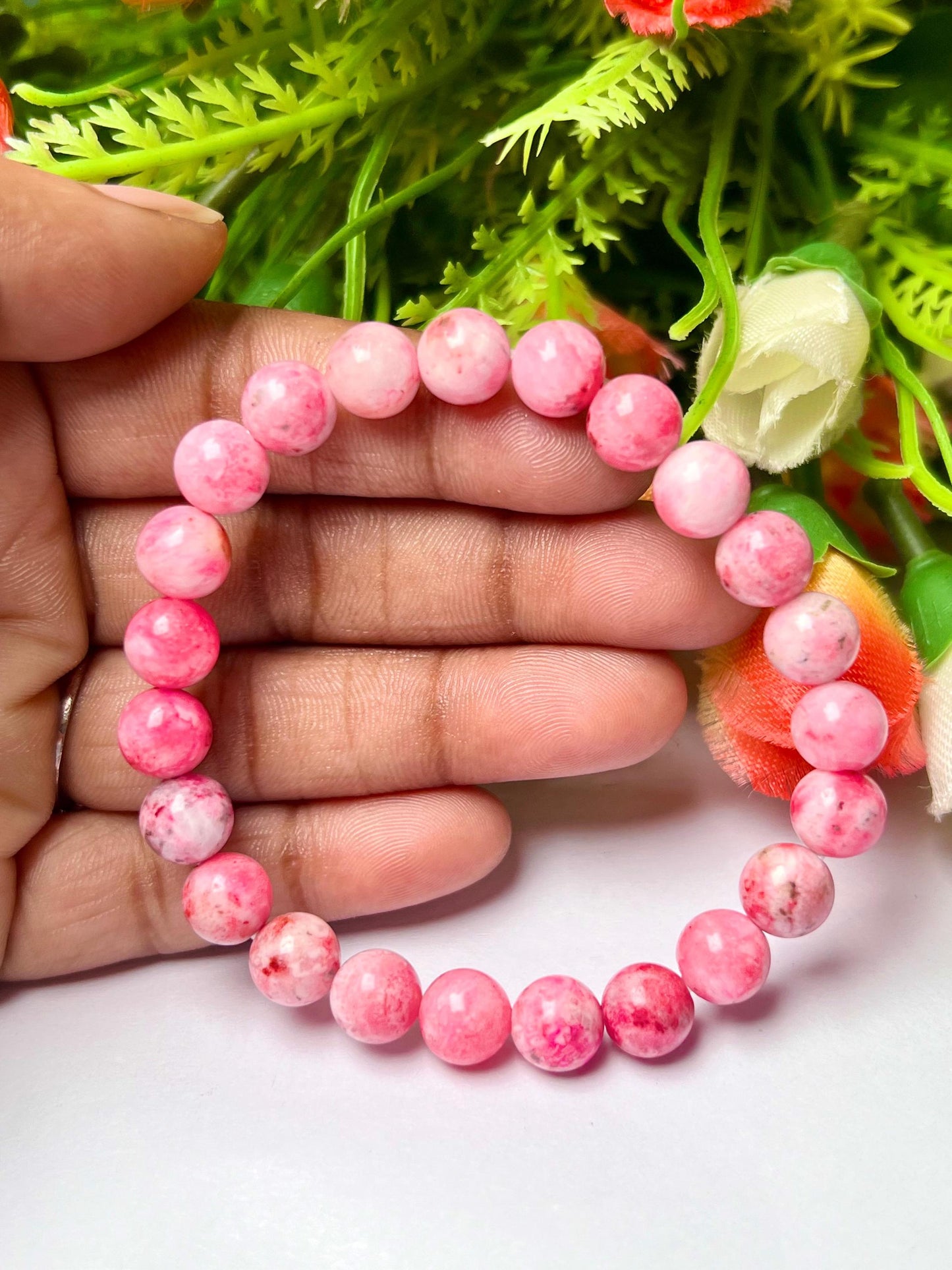 Pink Smithsonite Stone Bracelet l Stretchable Bracelet l Unisex Bracelet l 8 MM Bracelet