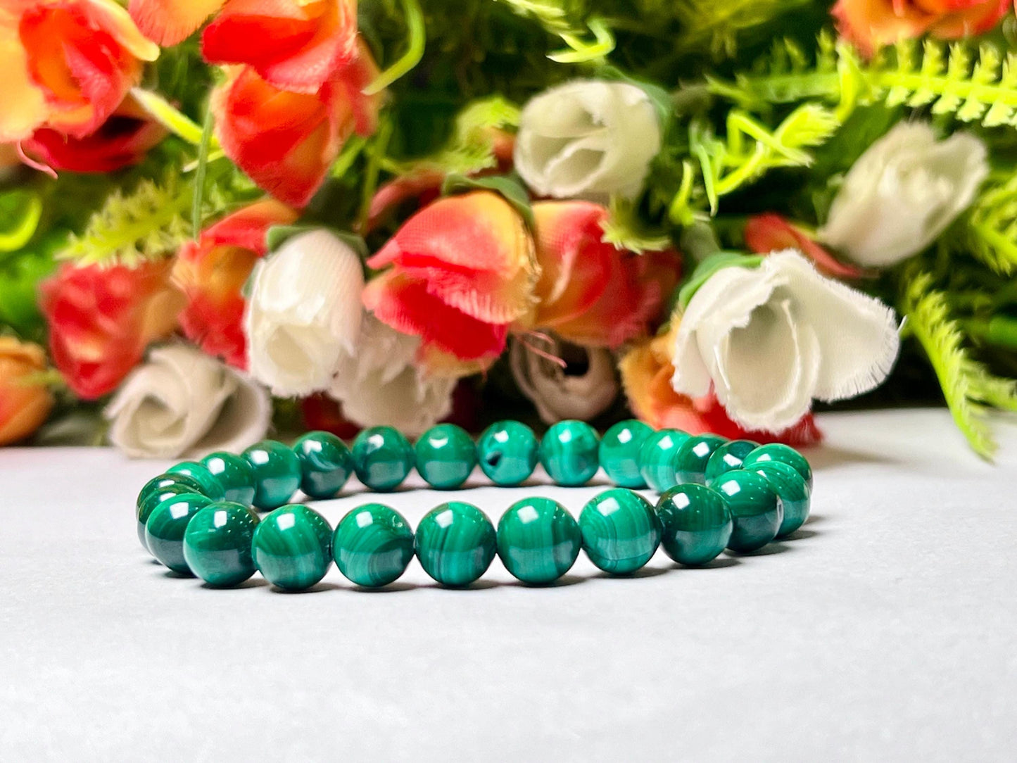 Malachite Stone Bracelet l Stretchable Bracelet l Unisex Bracelet l 8 MM Bracelet