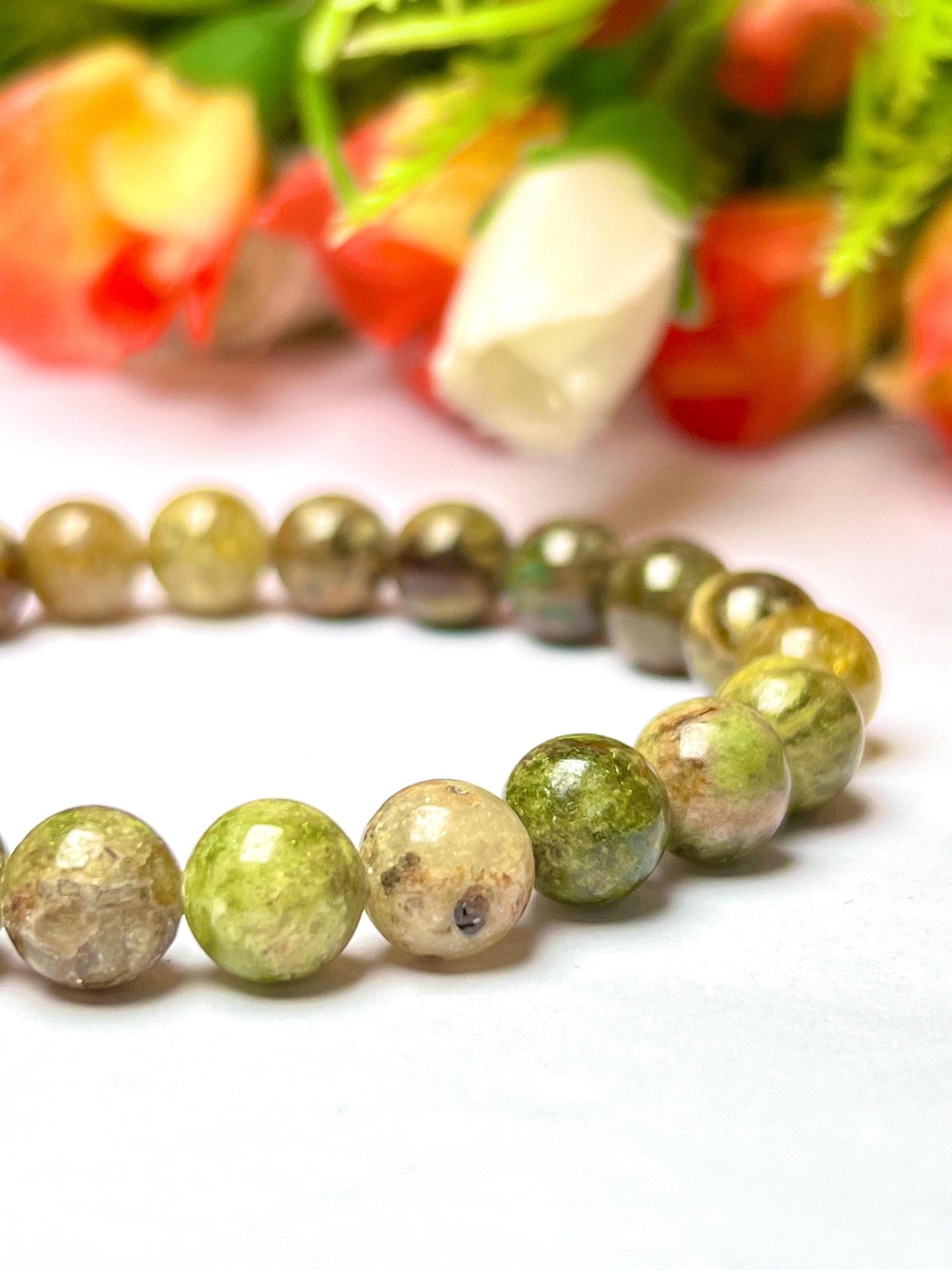 Tsavorite Green Garnet Stone Bracelet l Stretchable Bracelet l Unisex Bracelet l 8 MM Bracelet