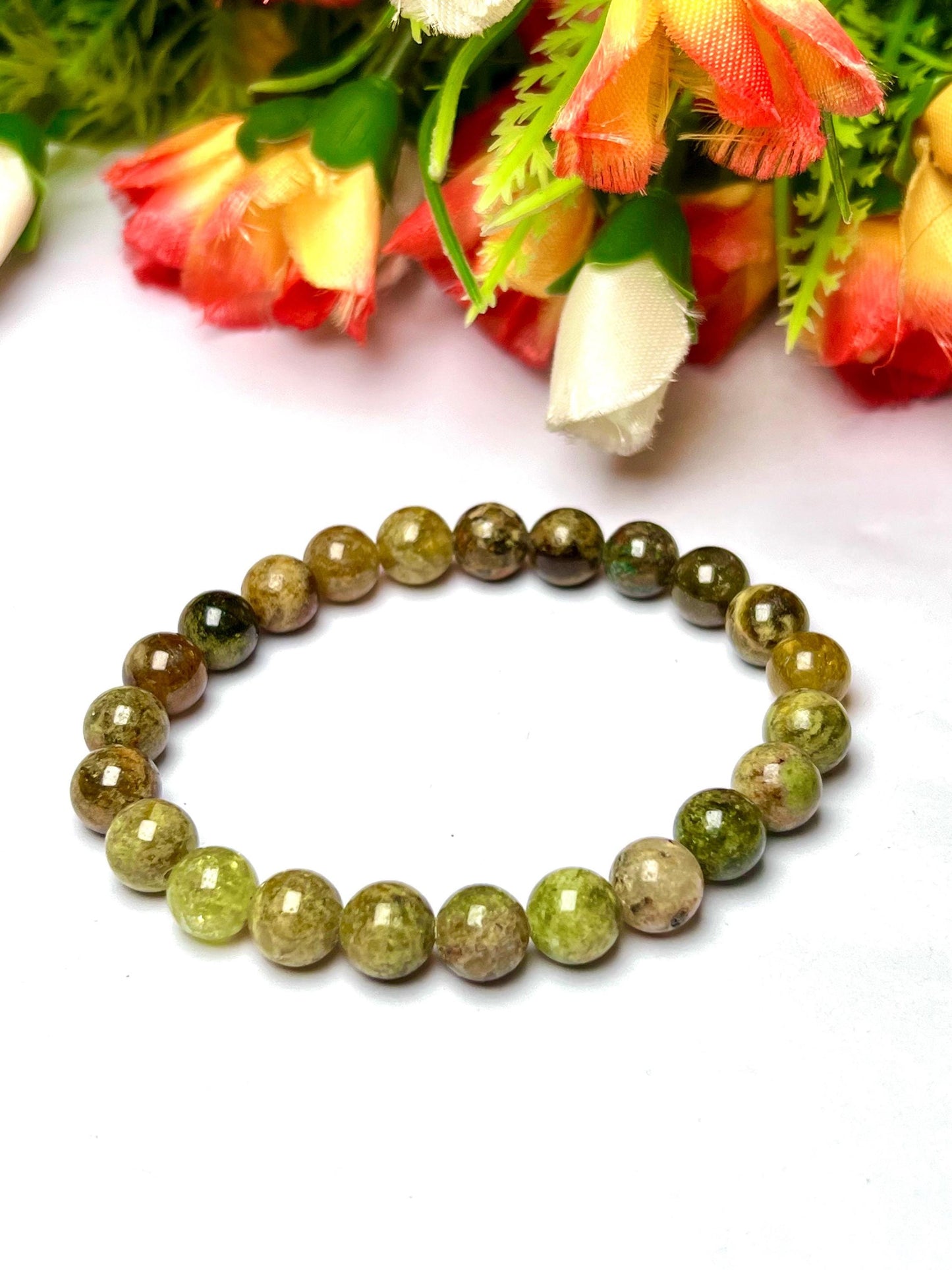 Tsavorite Green Garnet Stone Bracelet l Stretchable Bracelet l Unisex Bracelet l 8 MM Bracelet