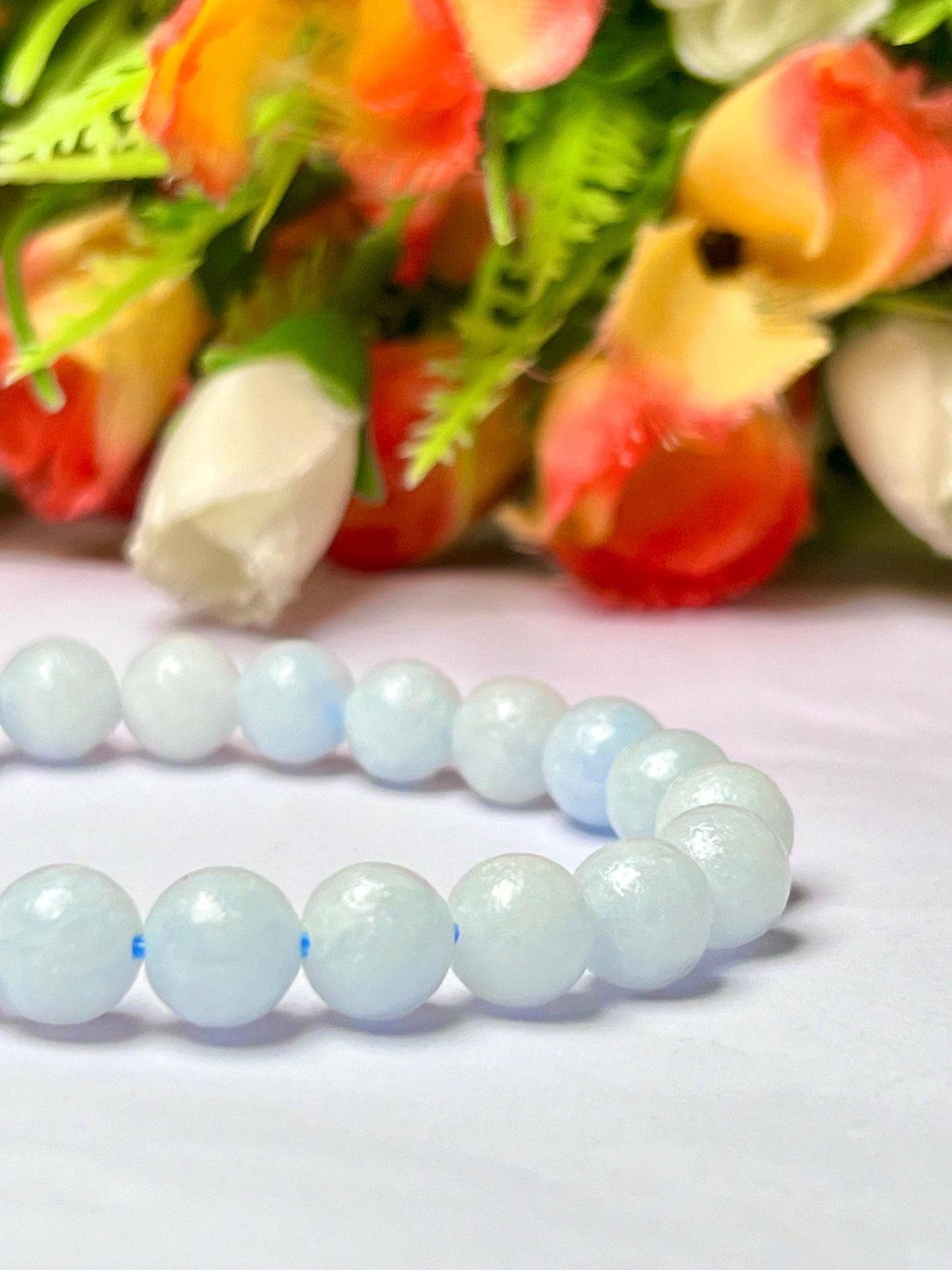 Blue Calcite Stone Bracelet l Stretchable Bracelet l Unisex Bracelet l 8 MM Bracelet