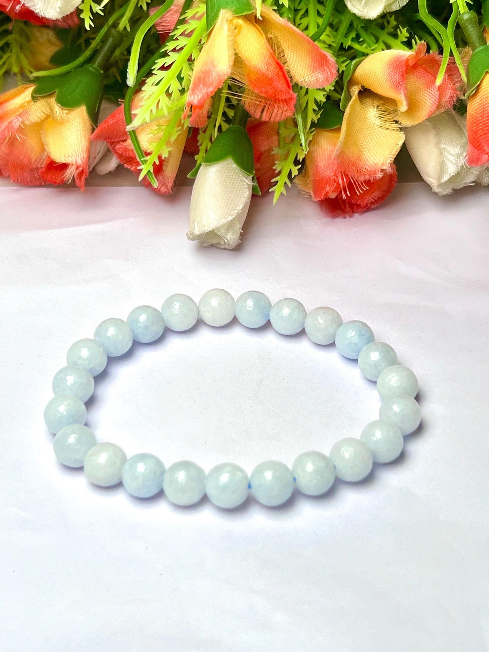 Blue Calcite Stone Bracelet l Stretchable Bracelet l Unisex Bracelet l 8 MM Bracelet