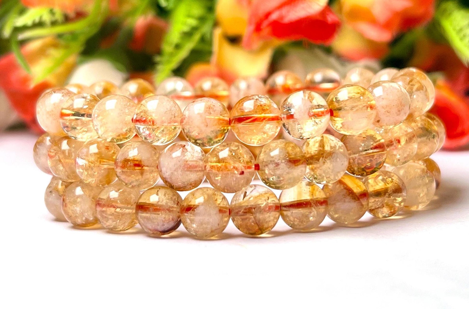 Citrine Stone Bracelet l Stretchable Bracelet l Unisex Bracelet l 8 MM Bracelet