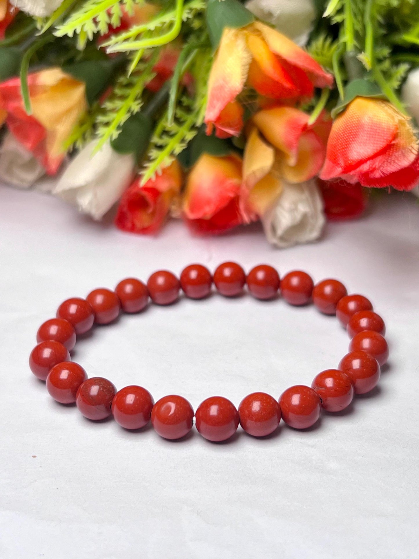 Red Jasper Stone Bracelet l Stretchable Bracelet l Unisex Bracelet l 8 MM Bracelet