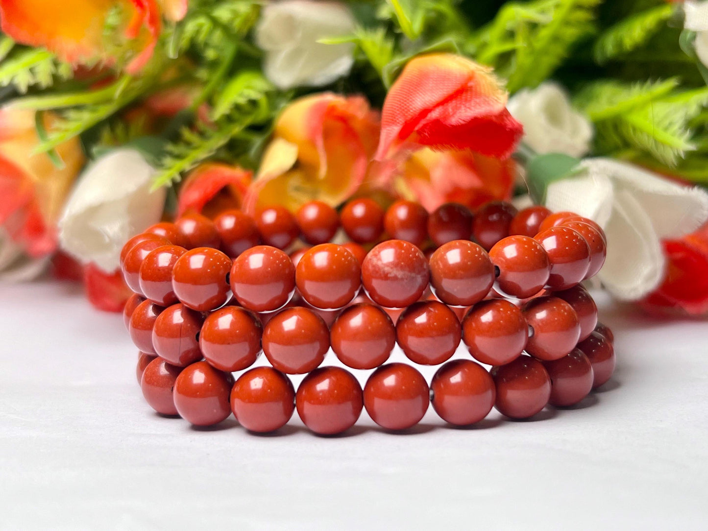 Red Jasper Stone Bracelet l Stretchable Bracelet l Unisex Bracelet l 8 MM Bracelet