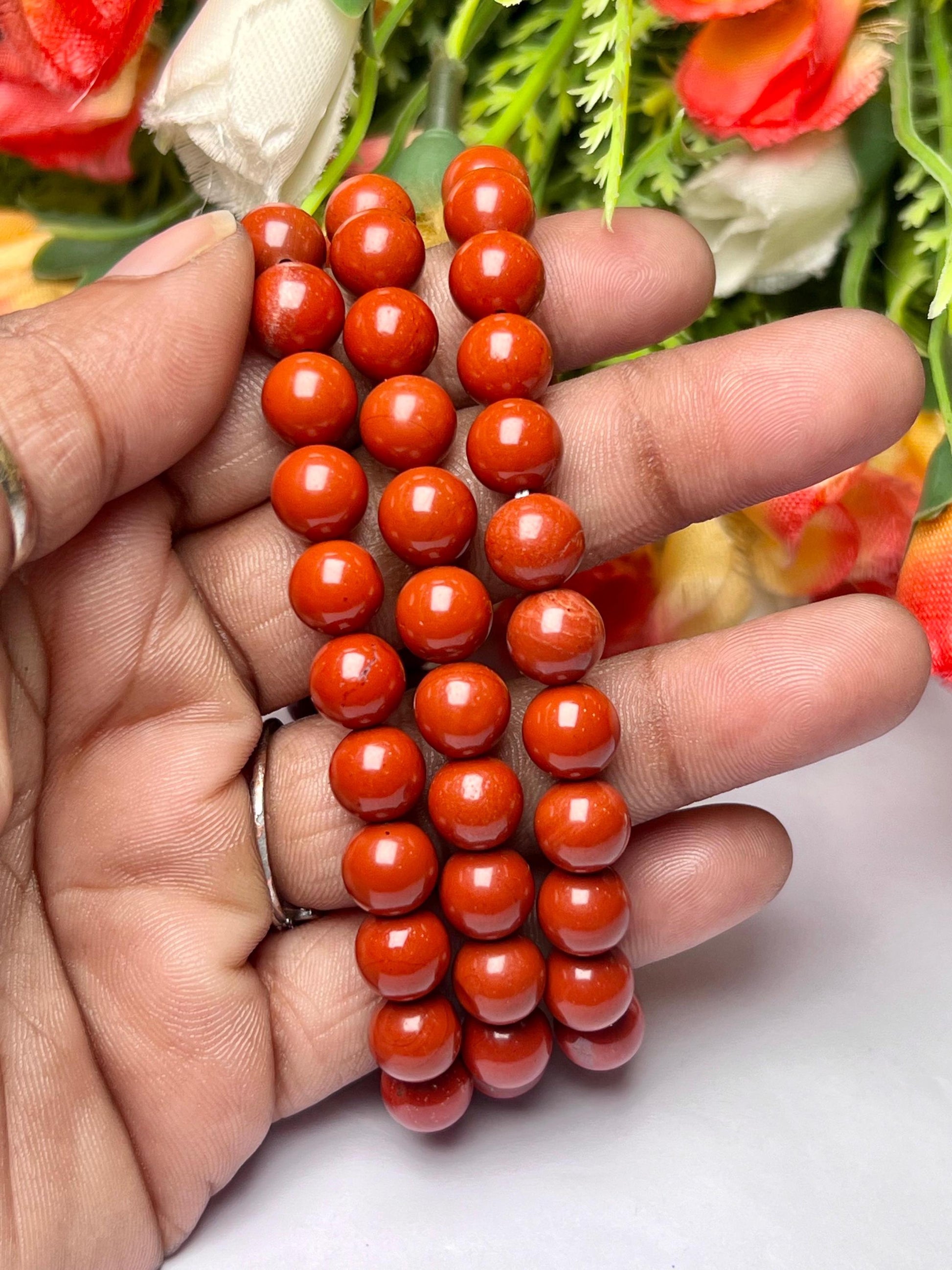 Red Jasper Stone Bracelet l Stretchable Bracelet l Unisex Bracelet l 8 MM Bracelet