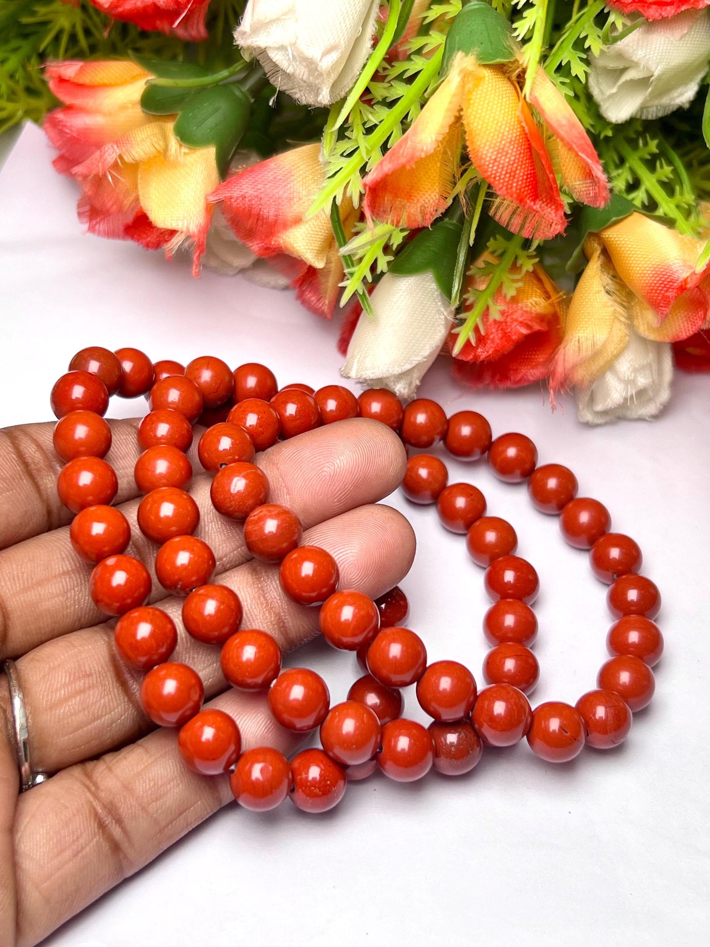 Red Jasper Stone Bracelet l Stretchable Bracelet l Unisex Bracelet l 8 MM Bracelet