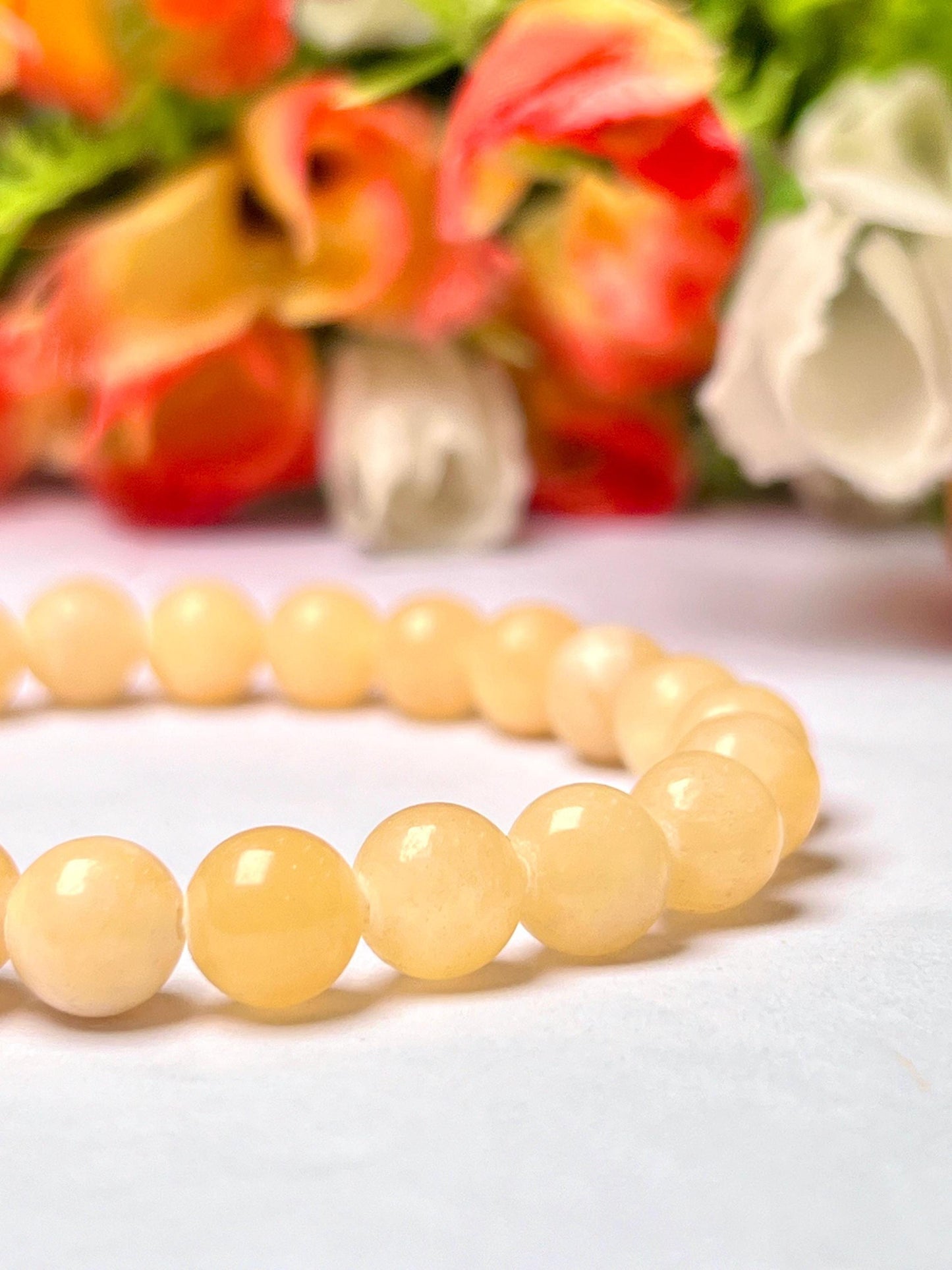 Yellow Calcite Stone Bracelet l Stretchable Bracelet l Unisex Bracelet l 8 MM Bracelet