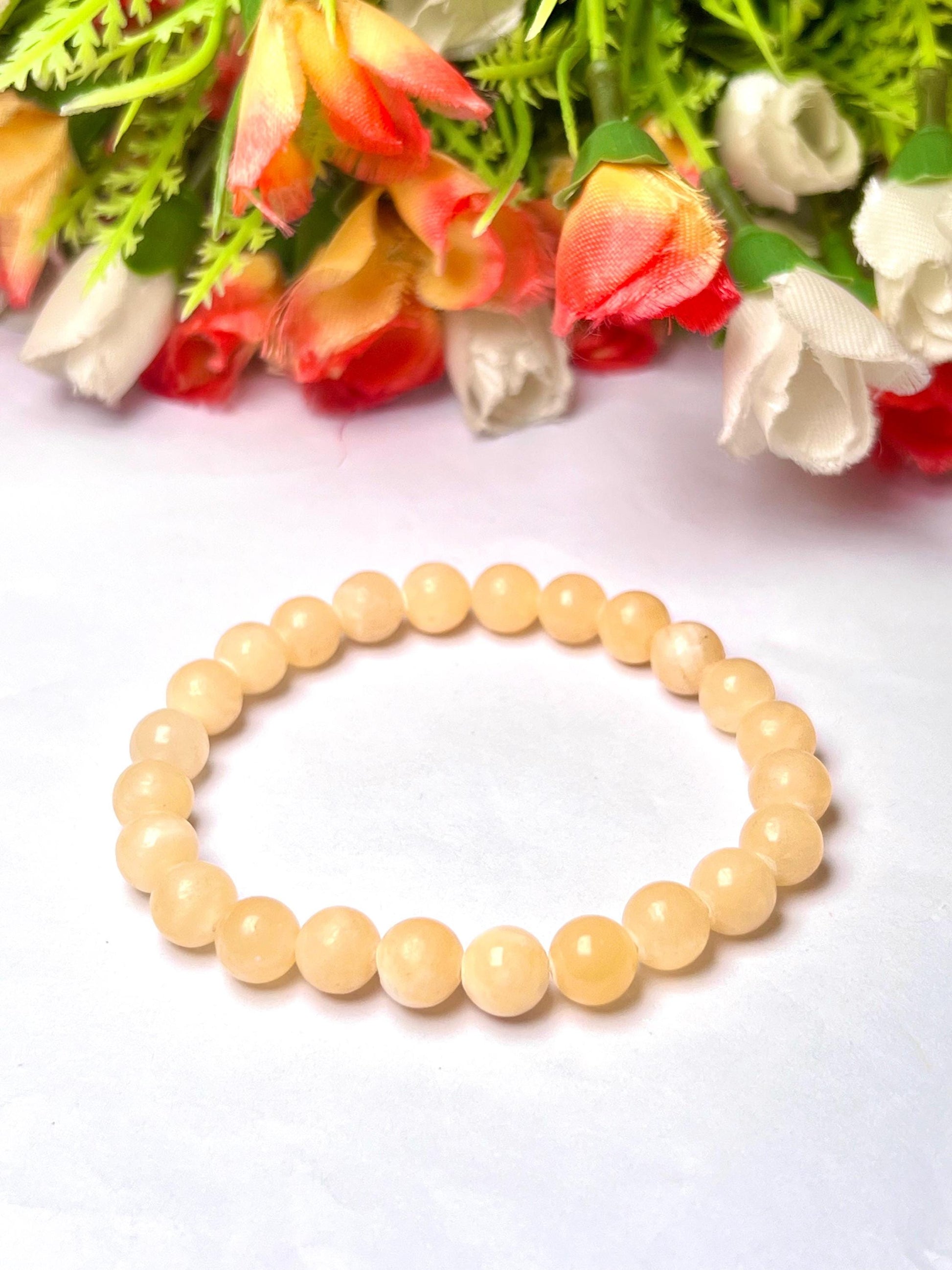 Yellow Calcite Stone Bracelet l Stretchable Bracelet l Unisex Bracelet l 8 MM Bracelet