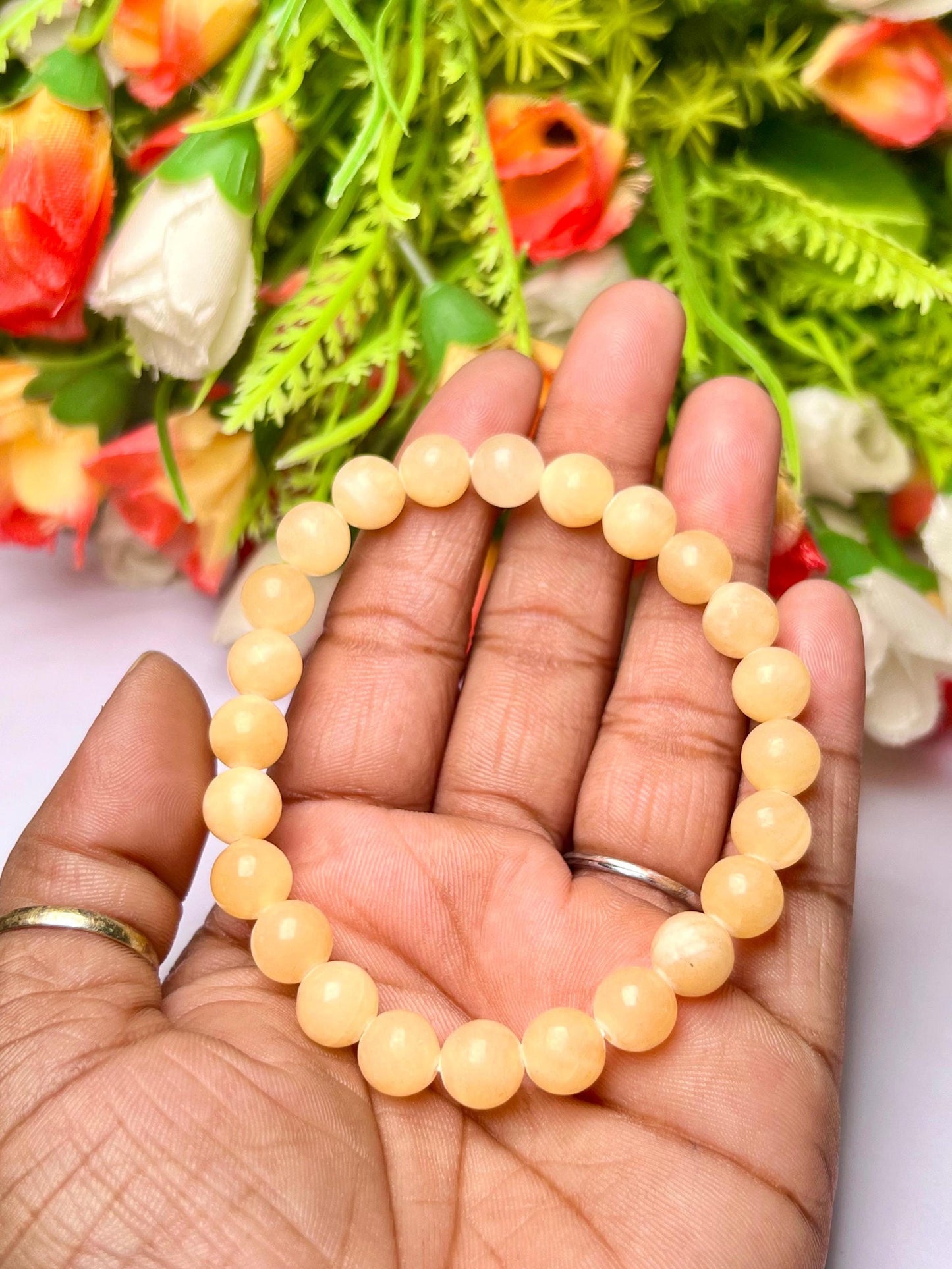 Yellow Calcite Stone Bracelet l Stretchable Bracelet l Unisex Bracelet l 8 MM Bracelet