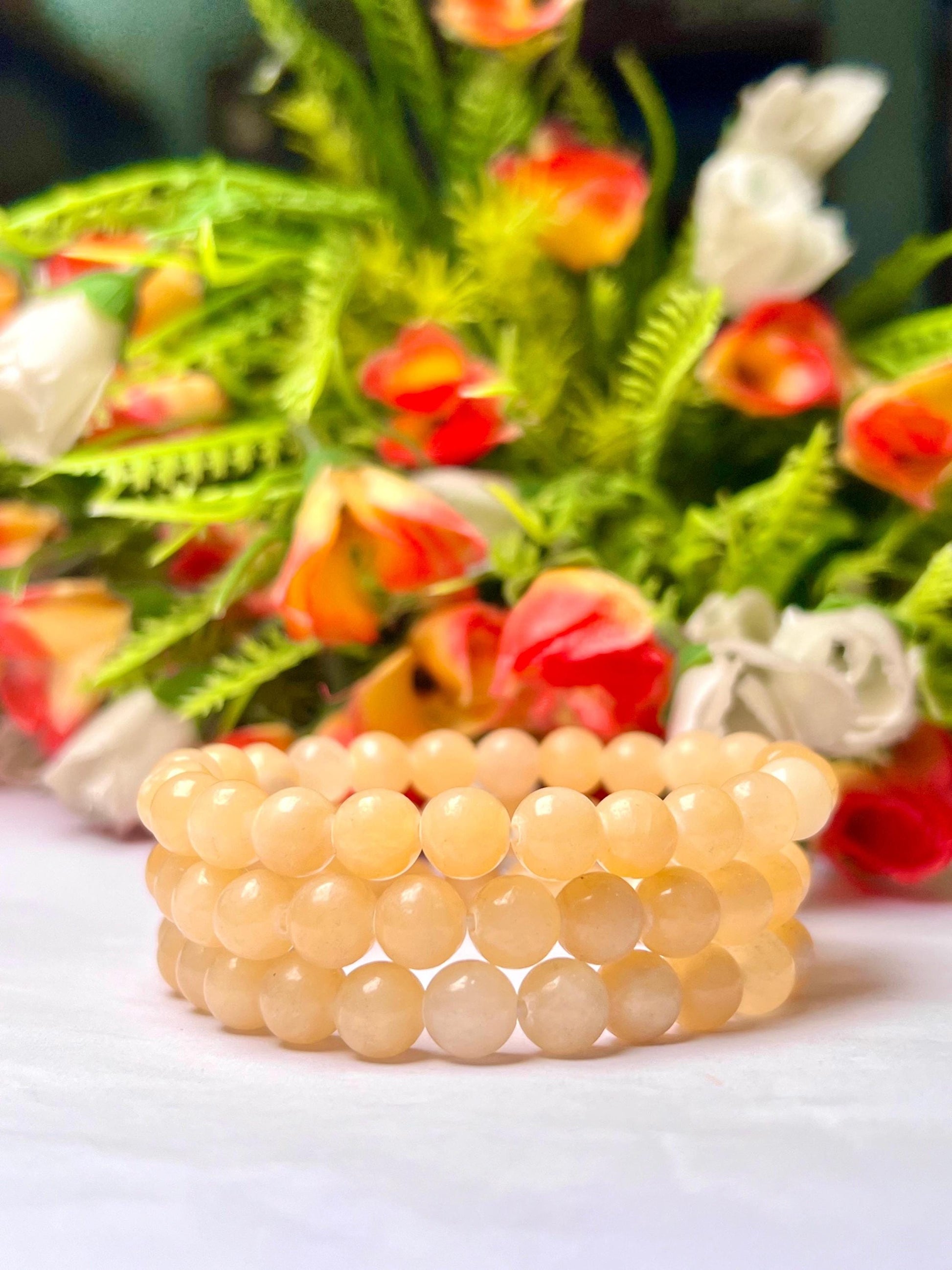 Yellow Calcite Stone Bracelet l Stretchable Bracelet l Unisex Bracelet l 8 MM Bracelet