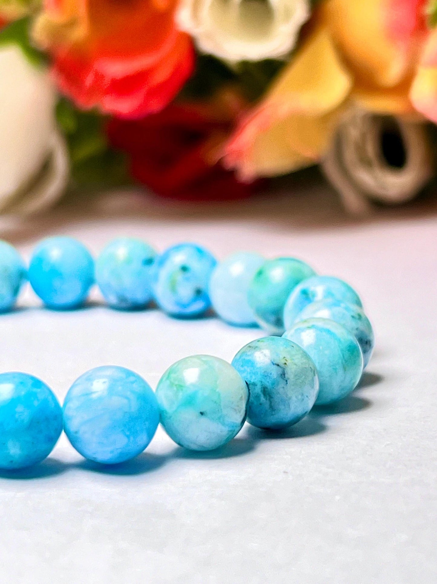 Blue Smithsonite Stone Bracelet l Stretchable Bracelet l Unisex Bracelet l 8 MM Bracelet