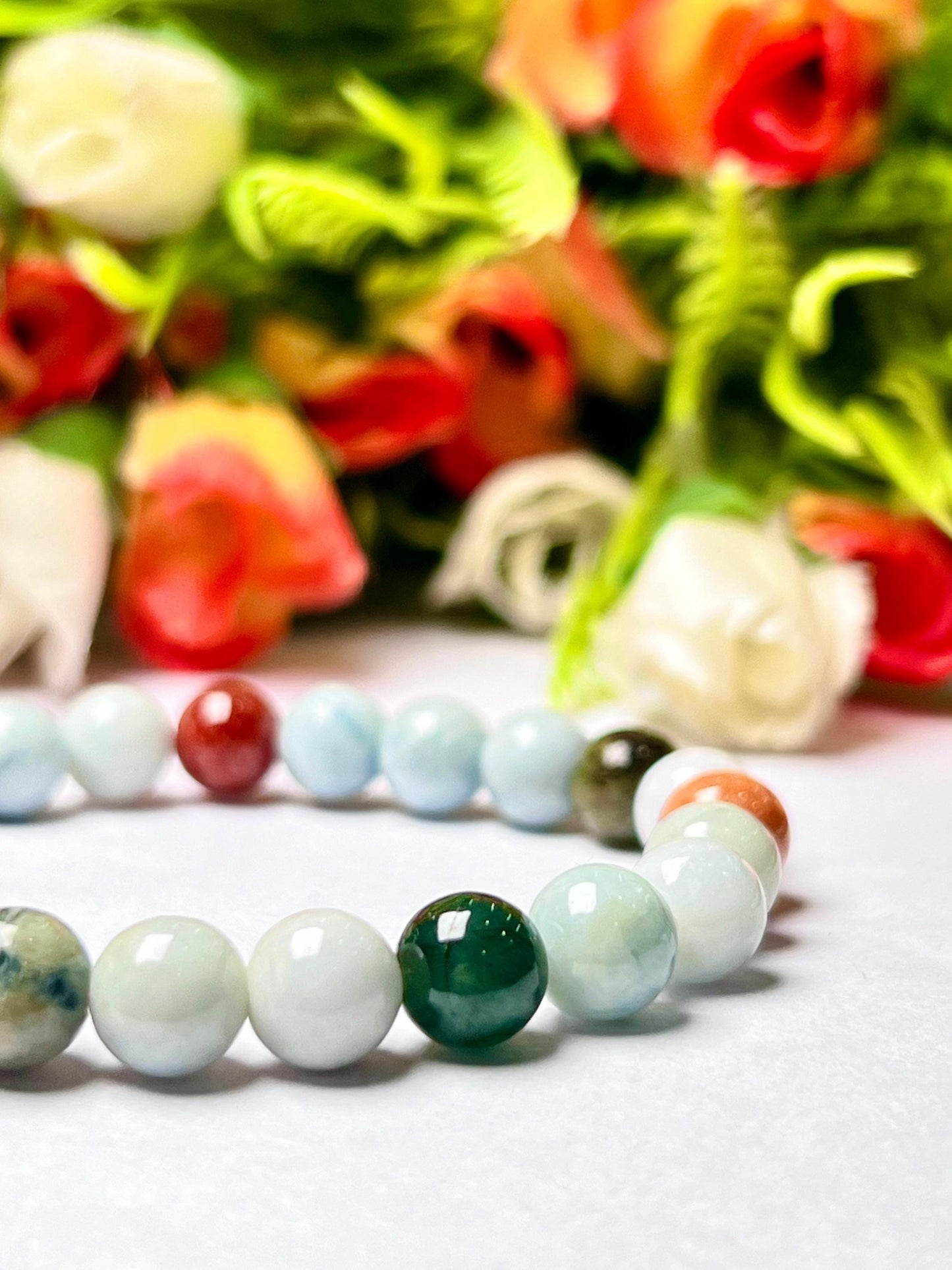 Chinese Jade Stone Bracelet l Stretchable Bracelet l Unisex Bracelet l 8 MM Bracelet