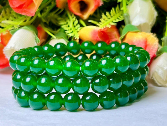 Green Jade Stone Bracelet l Stretchable Bracelet l Unisex Bracelet l 8 MM Bracelet