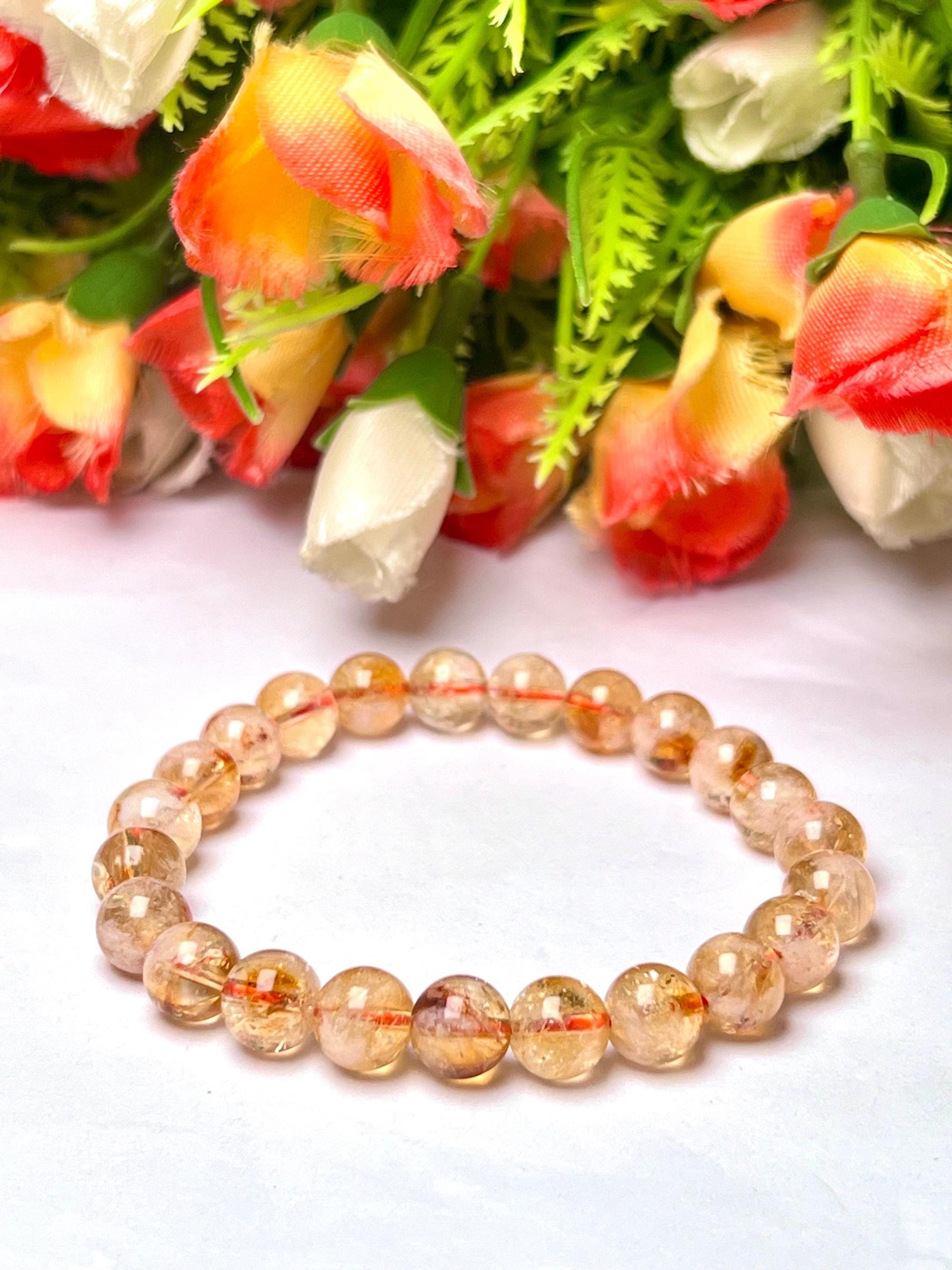 Citrine Stone Bracelet l Stretchable Bracelet l Unisex Bracelet l 8 MM Bracelet