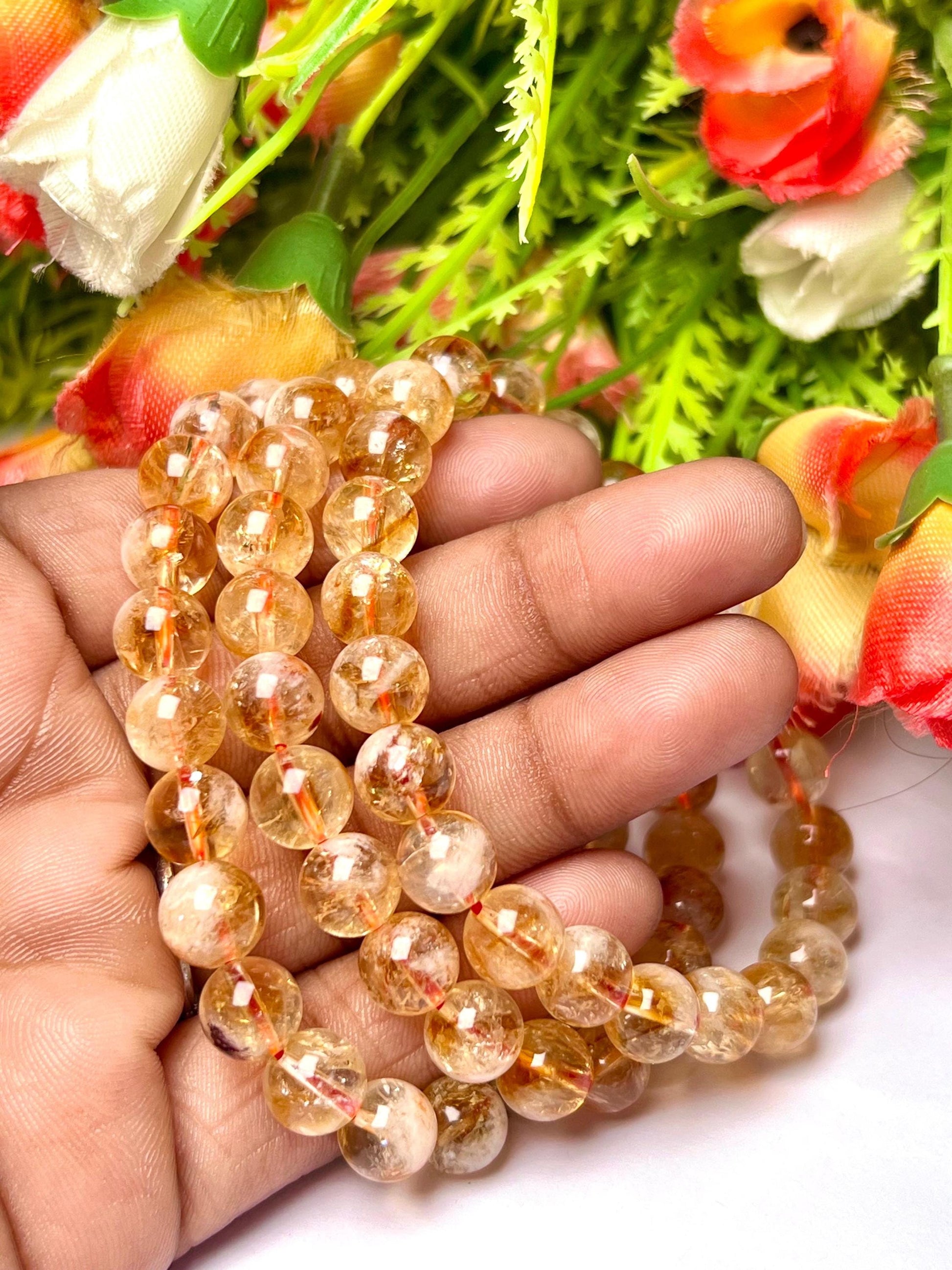 Citrine Stone Bracelet l Stretchable Bracelet l Unisex Bracelet l 8 MM Bracelet