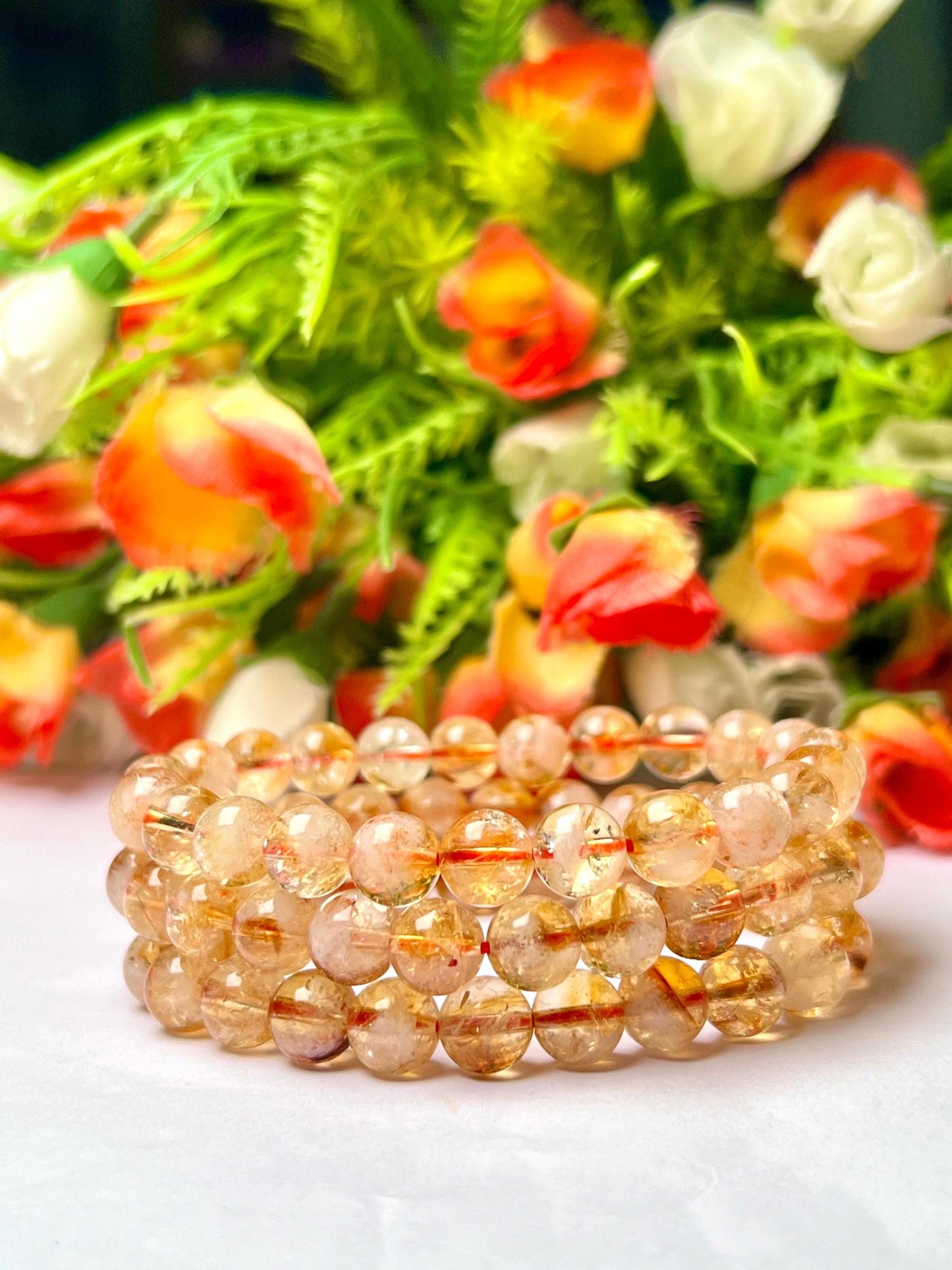 Citrine Stone Bracelet l Stretchable Bracelet l Unisex Bracelet l 8 MM Bracelet