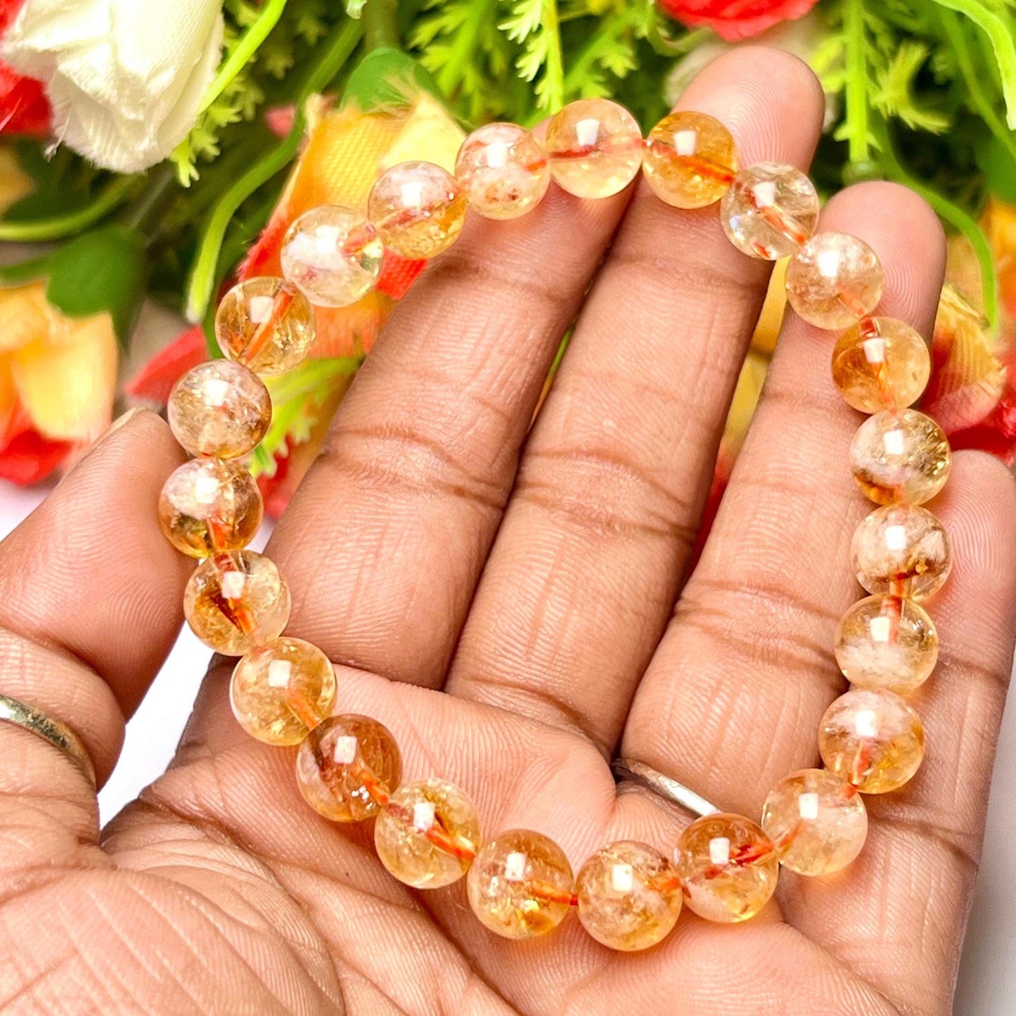 Citrine Stone Bracelet l Stretchable Bracelet l Unisex Bracelet l 8 MM Bracelet