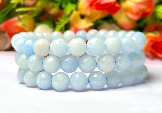 Blue Calcite Stone Bracelet l Stretchable Bracelet l Unisex Bracelet l 8 MM Bracelet