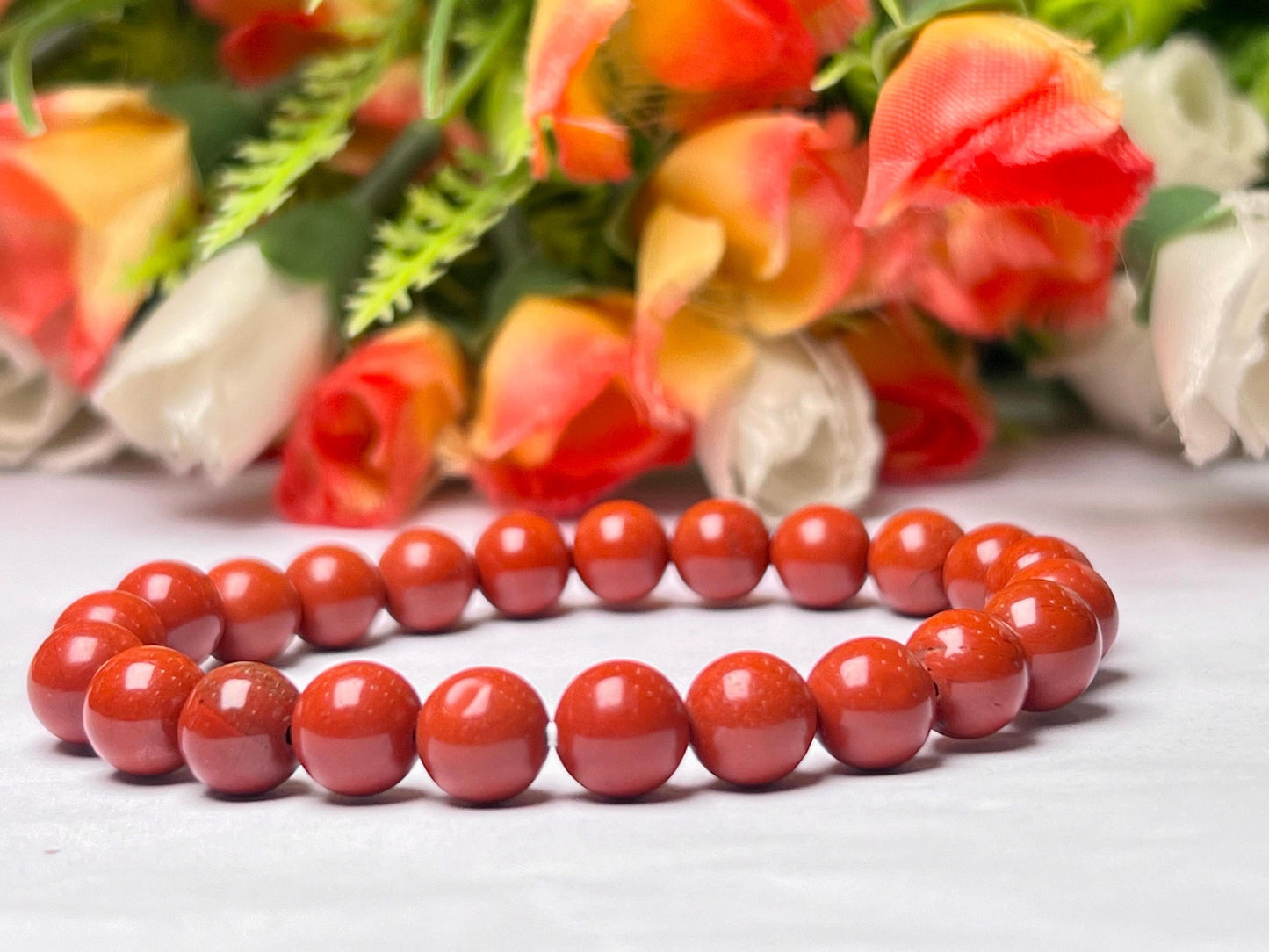 Red Jasper Stone Bracelet l Stretchable Bracelet l Unisex Bracelet l 8 MM Bracelet