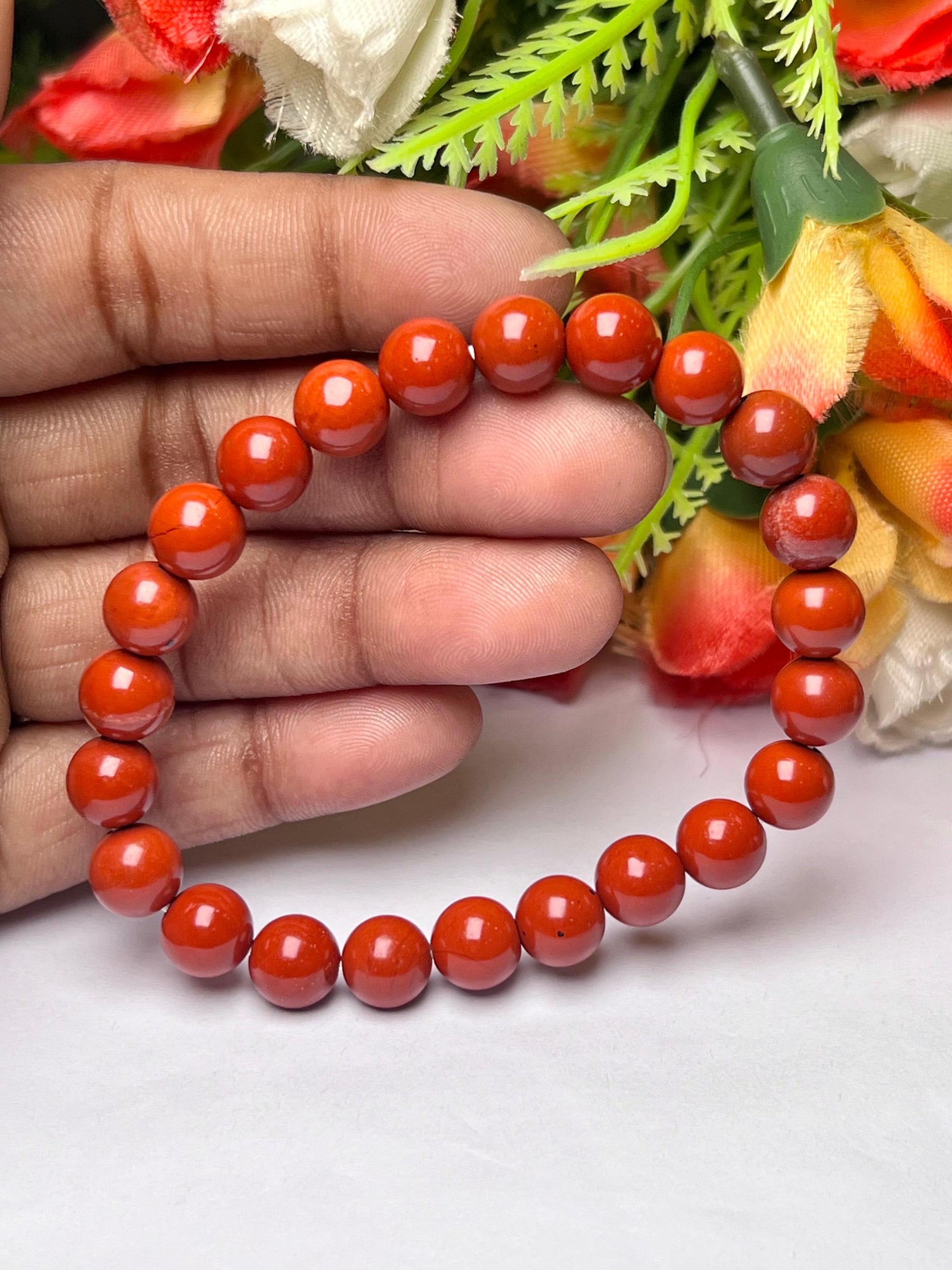 Red Jasper Stone Bracelet l Stretchable Bracelet l Unisex Bracelet l 8 MM Bracelet