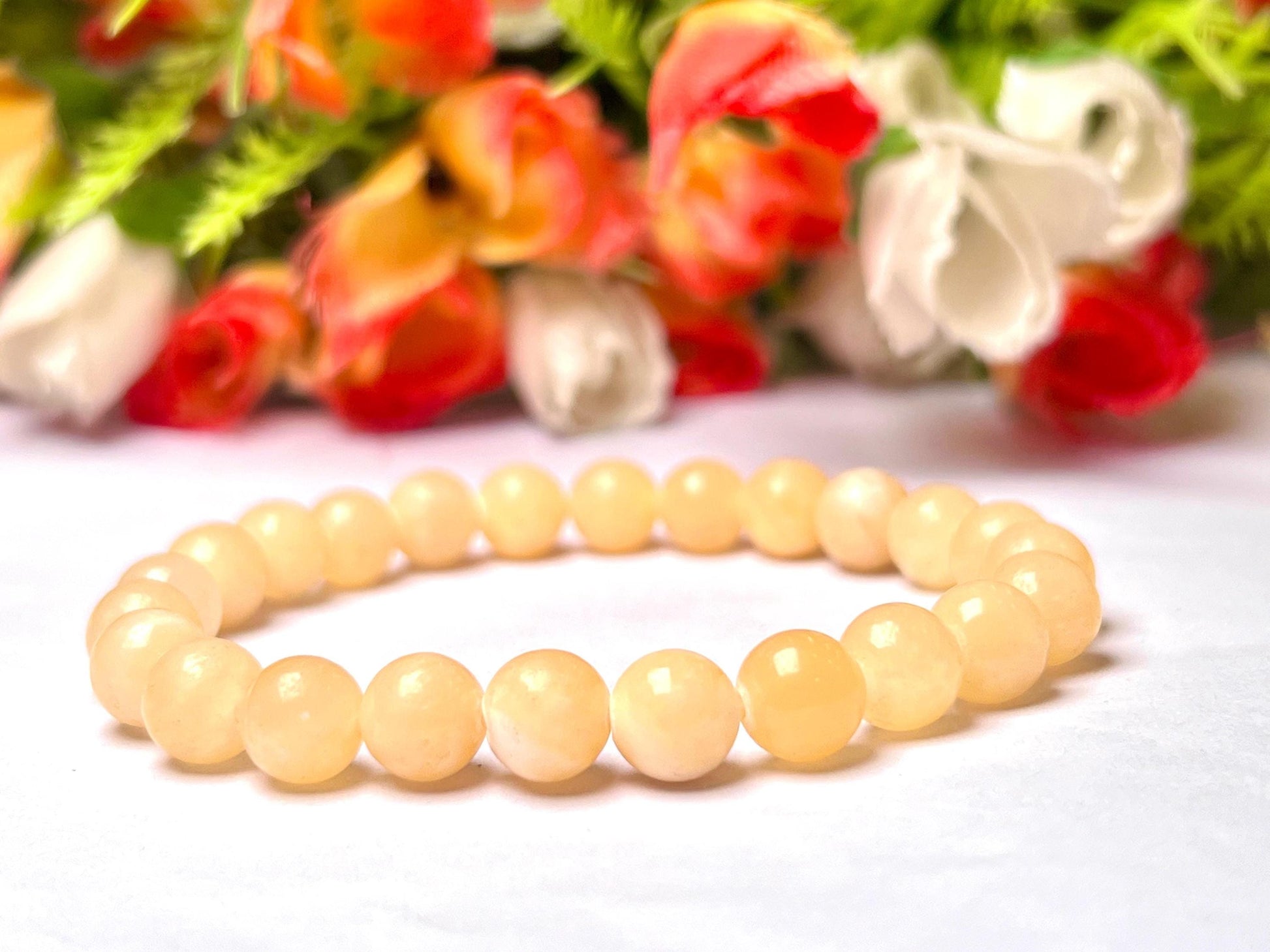 Yellow Calcite Stone Bracelet l Stretchable Bracelet l Unisex Bracelet l 8 MM Bracelet