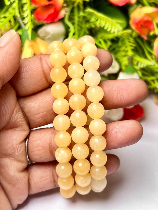 Yellow Calcite Stone Bracelet l Stretchable Bracelet l Unisex Bracelet l 8 MM Bracelet