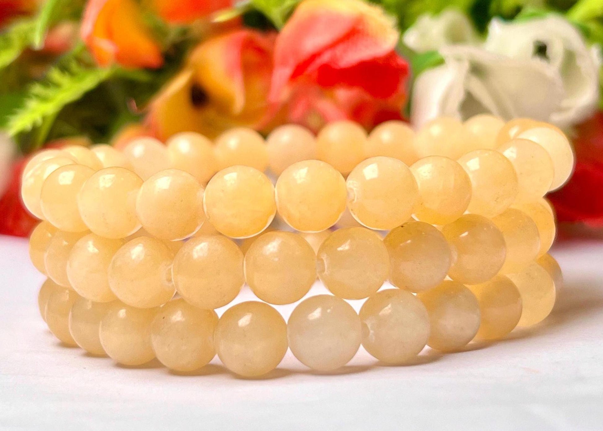 Yellow Calcite Stone Bracelet l Stretchable Bracelet l Unisex Bracelet l 8 MM Bracelet