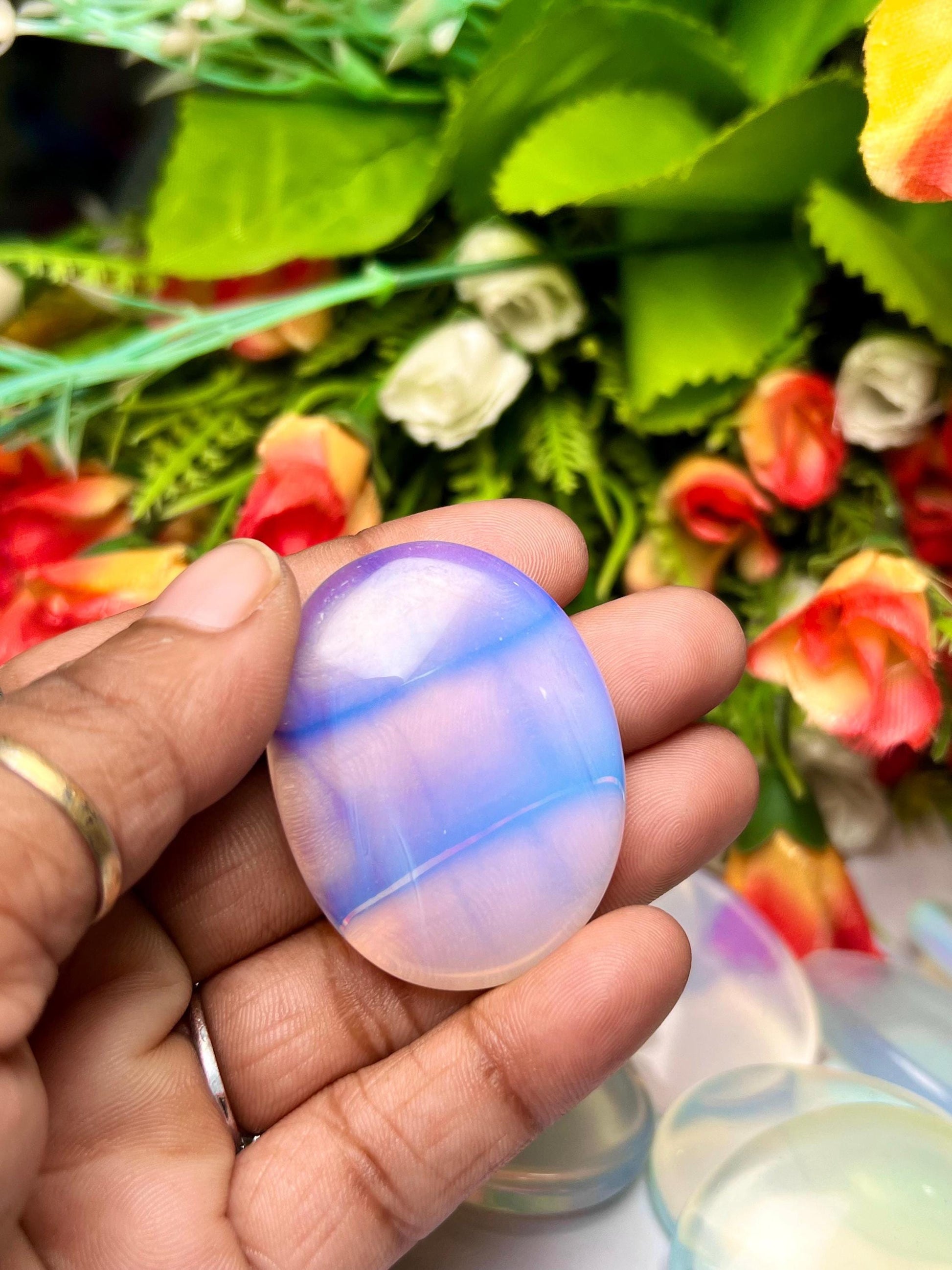 Opalite Stone Worry Stone – Crystal Worry Stone – Pocket Stone – Healing Crystal - 4cmx3cm Thumb Stone One (1) Piece