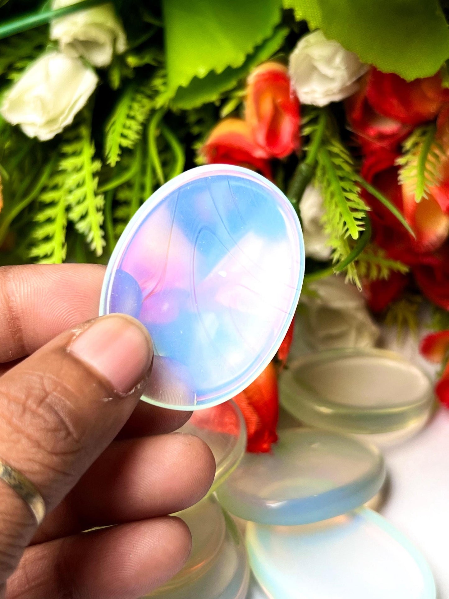 Opalite Stone Worry Stone – Crystal Worry Stone – Pocket Stone – Healing Crystal - 4cmx3cm Thumb Stone One (1) Piece