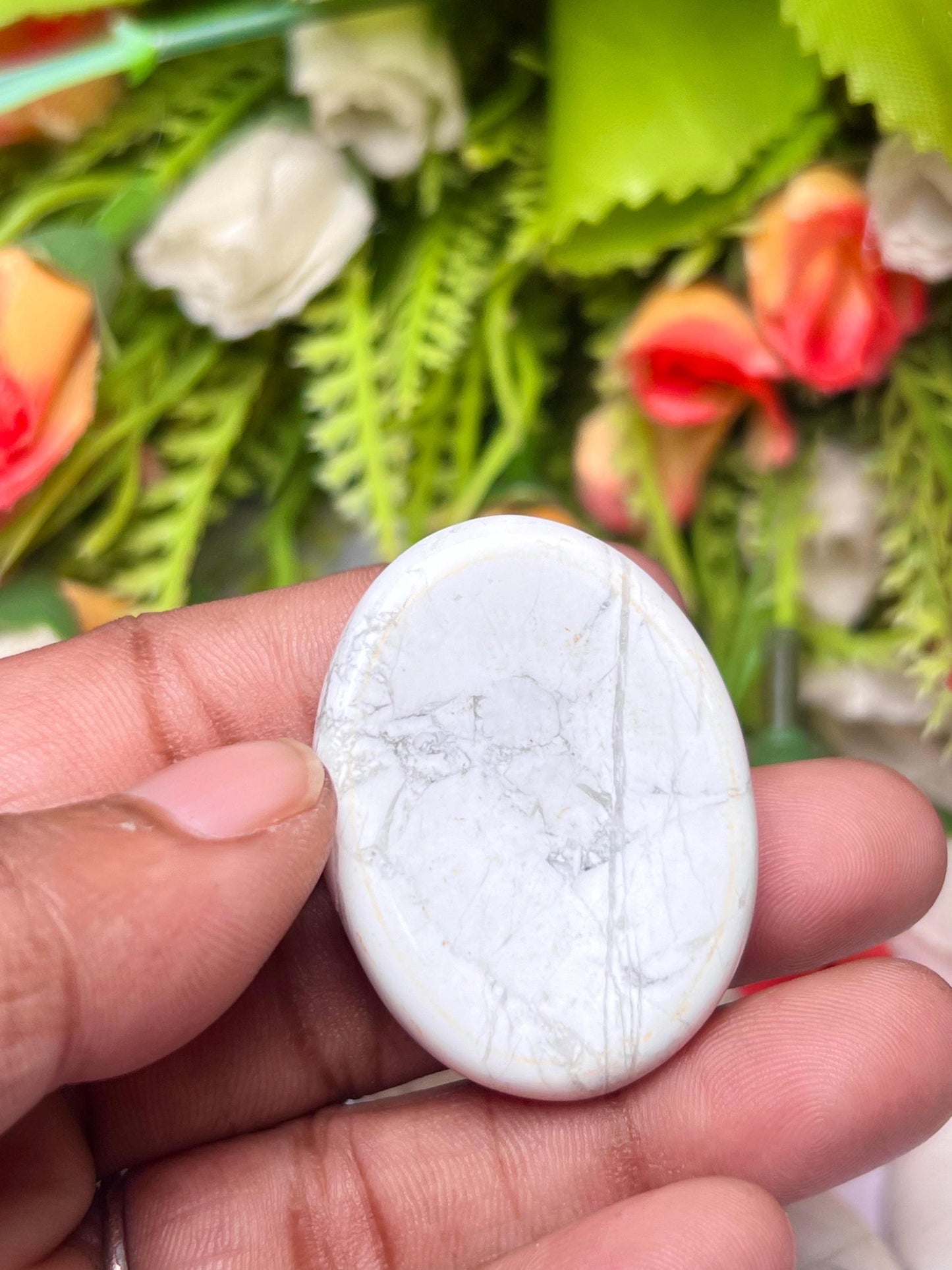 Howlite Stone Worry Stone – Crystal Worry Stone – Pocket Stone – Healing Crystal - 4cmx3cm Thumb Stone One (1) Piece