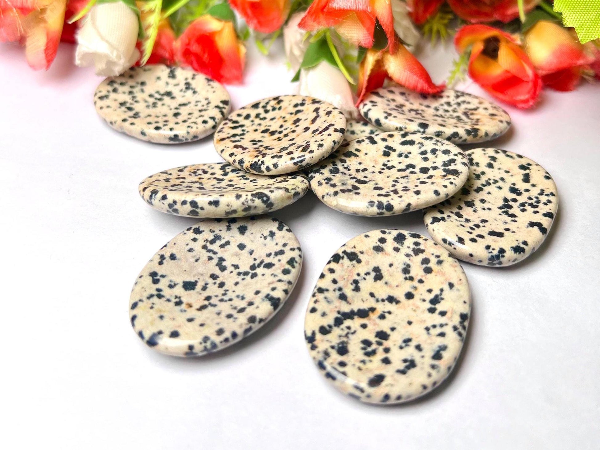 Dalmation Jasper Stone Worry Stone – Crystal Worry Stone – Pocket Stone – Healing Crystal - 4cmx3cm Thumb Stone One (1) Piece