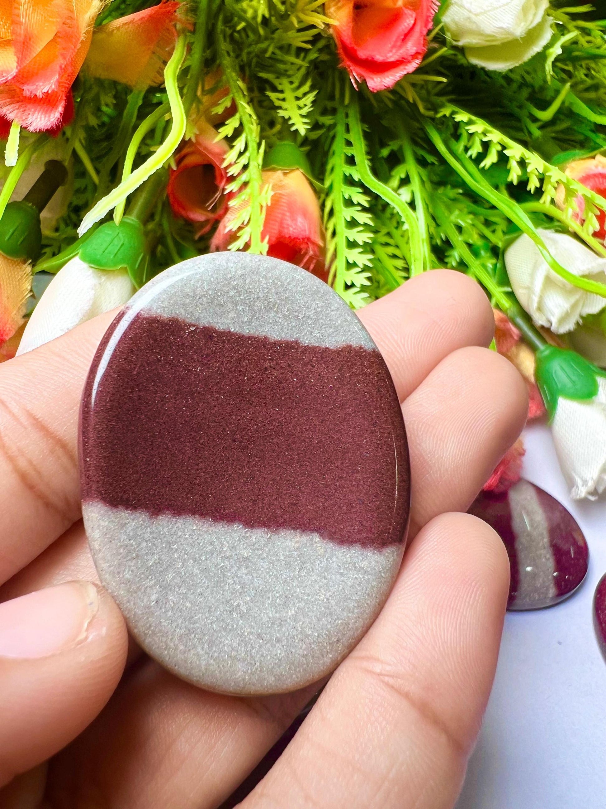 NARMADA Agate Stone Worry Stone – Crystal Worry Stone – Pocket Stone – Healing Crystal - 4cmx3cm Thumb Stone One (1) Piece